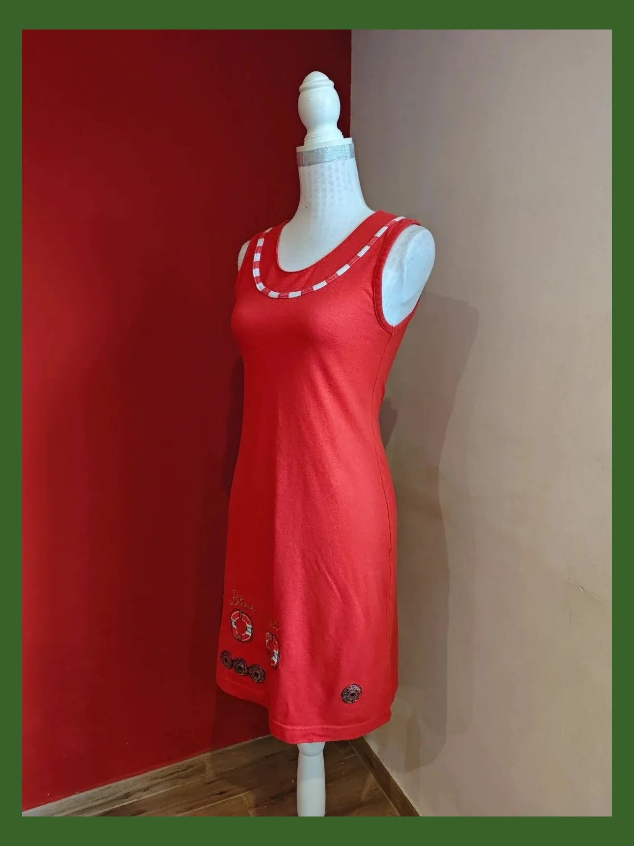 🌺 Cómodo vestido de verano rojo con detalles, ideal para playa o piscina – Belty – taille M / 38 / 10 2