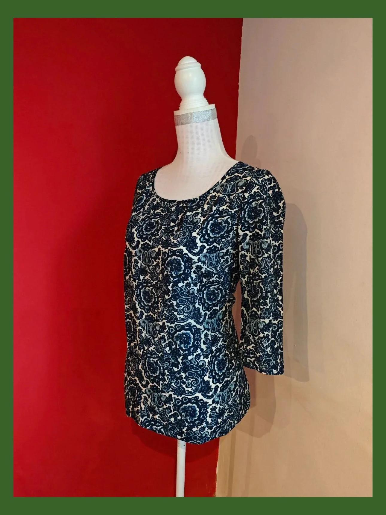 🌺Blusa con estampado tonos azules y blanco, de Sfera, talla L – Sfera Casual – taille L / 40 / 12 2