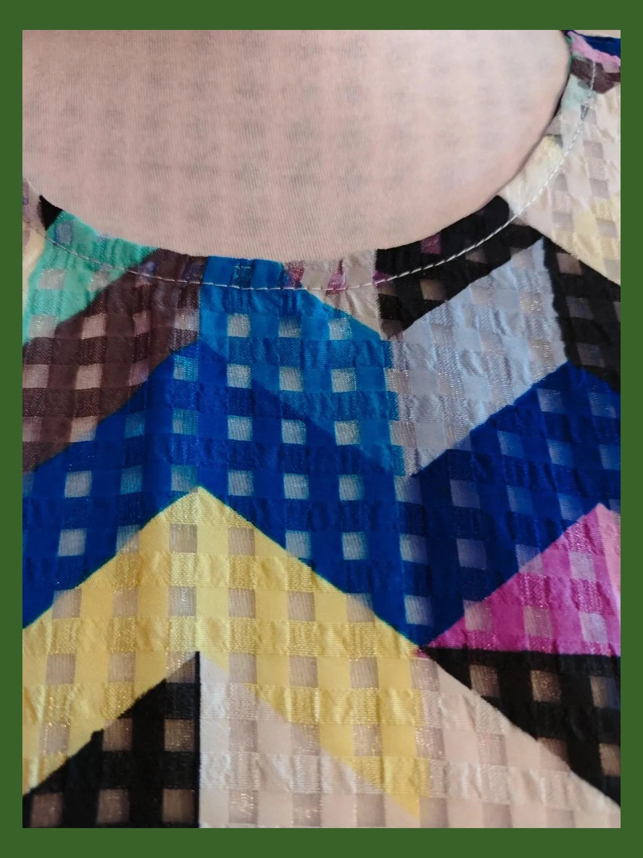 🌺Blusa con estampado geometrico multicolor con cuadritos semitransparentes – Luisa J&J – taille M / 38 / 10 4