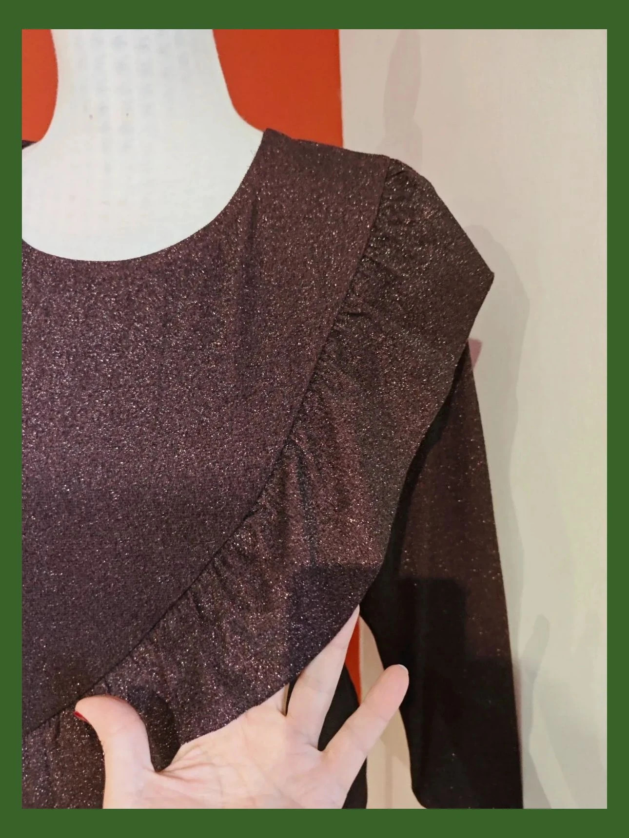 🌺 Bonito jersey morado de punto fino lurex con volante cruzado delante – Promod – taille XL / 42 / 14 4