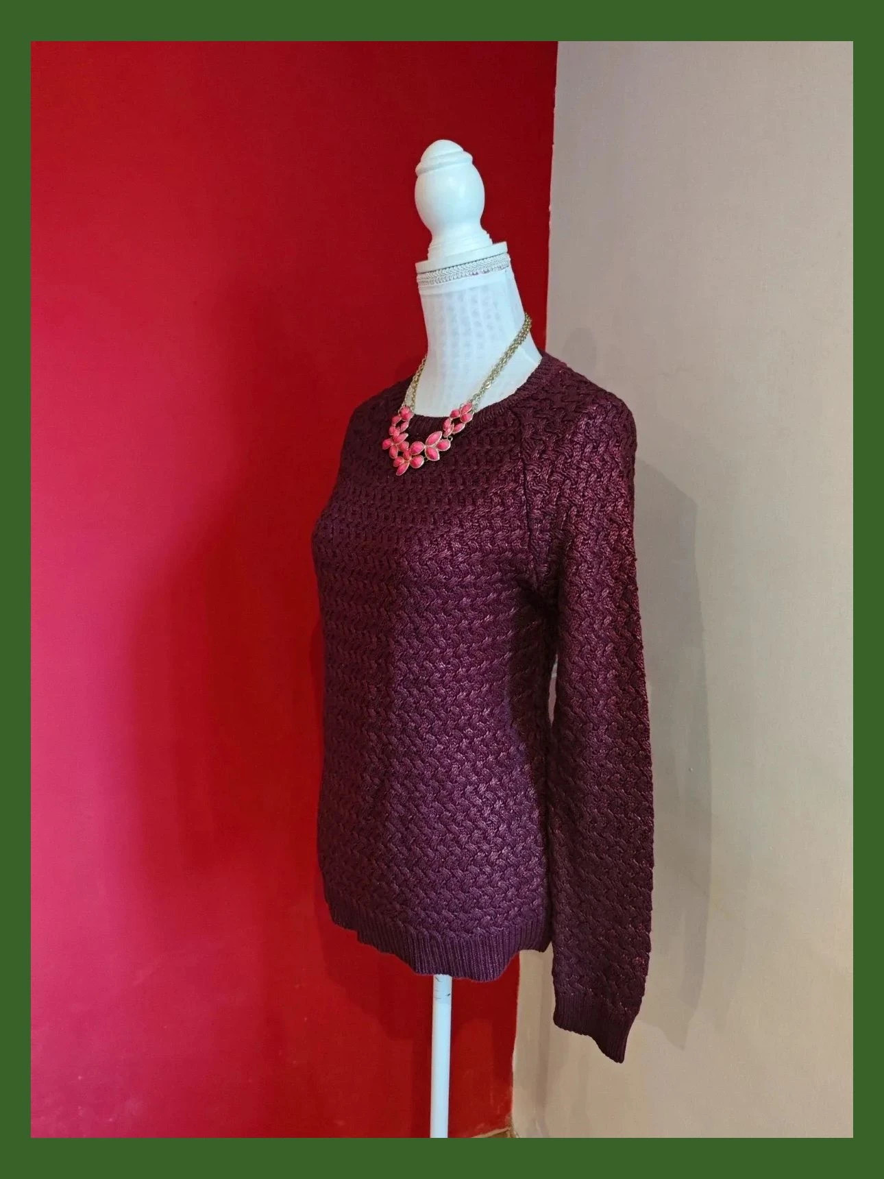 🌺Bonito jersey morado con brillos con punto de ochos, talla L – Fórmula Joven – taille L / 40 / 12 2