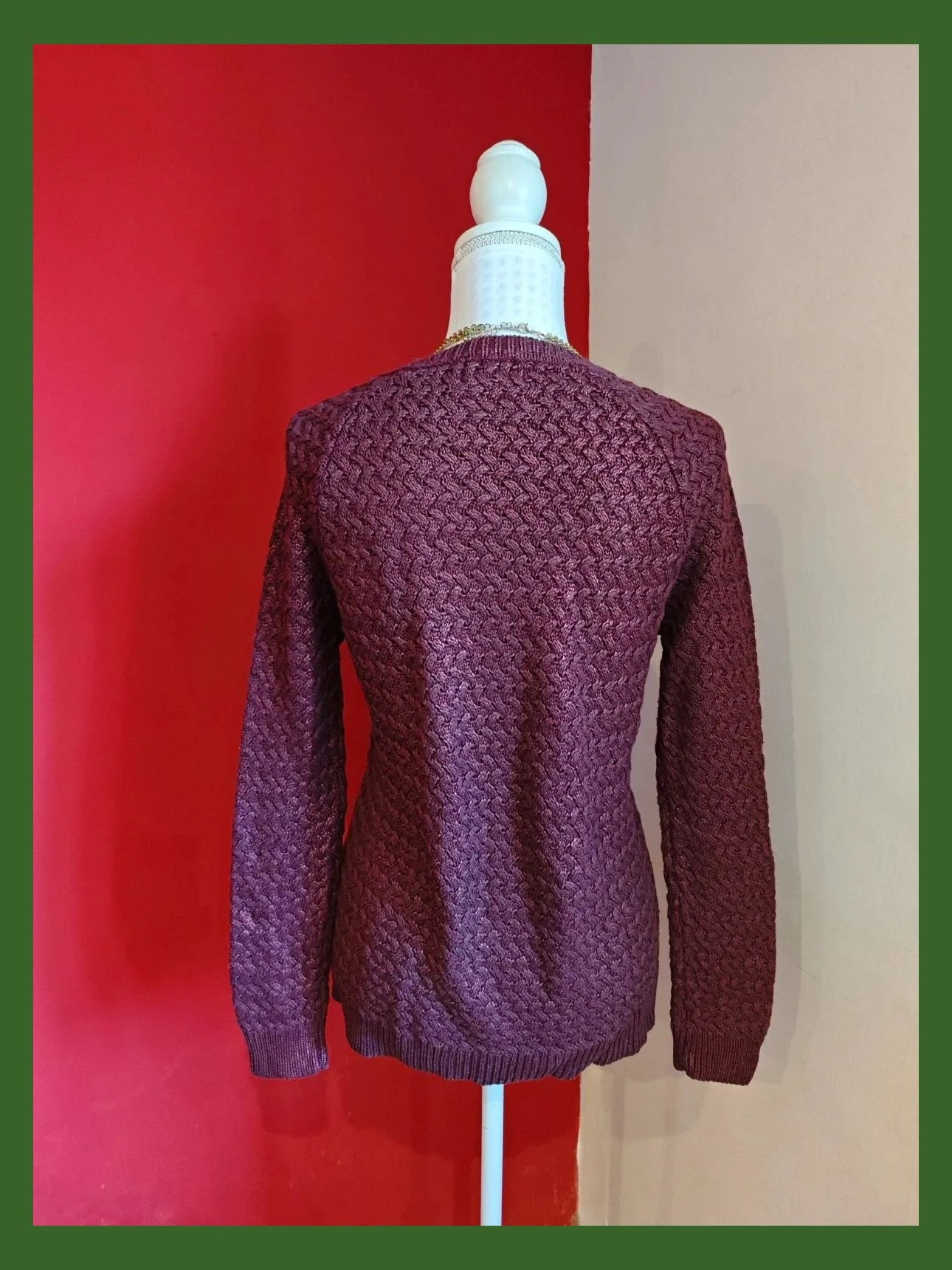 🌺Bonito jersey morado con brillos con punto de ochos, talla L – Fórmula Joven – taille L / 40 / 12 5