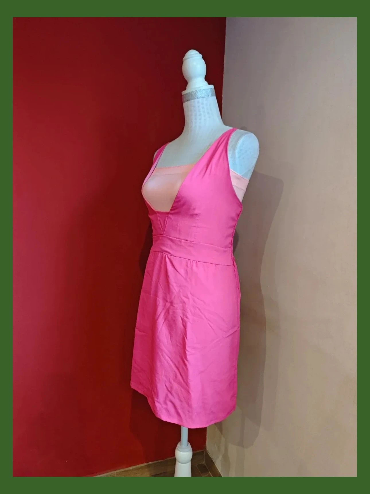 🌺Mini vestido fucsia con top rosa, espalda punto de abeja, talla M – Selvatika – taille M / 38 / 10 3