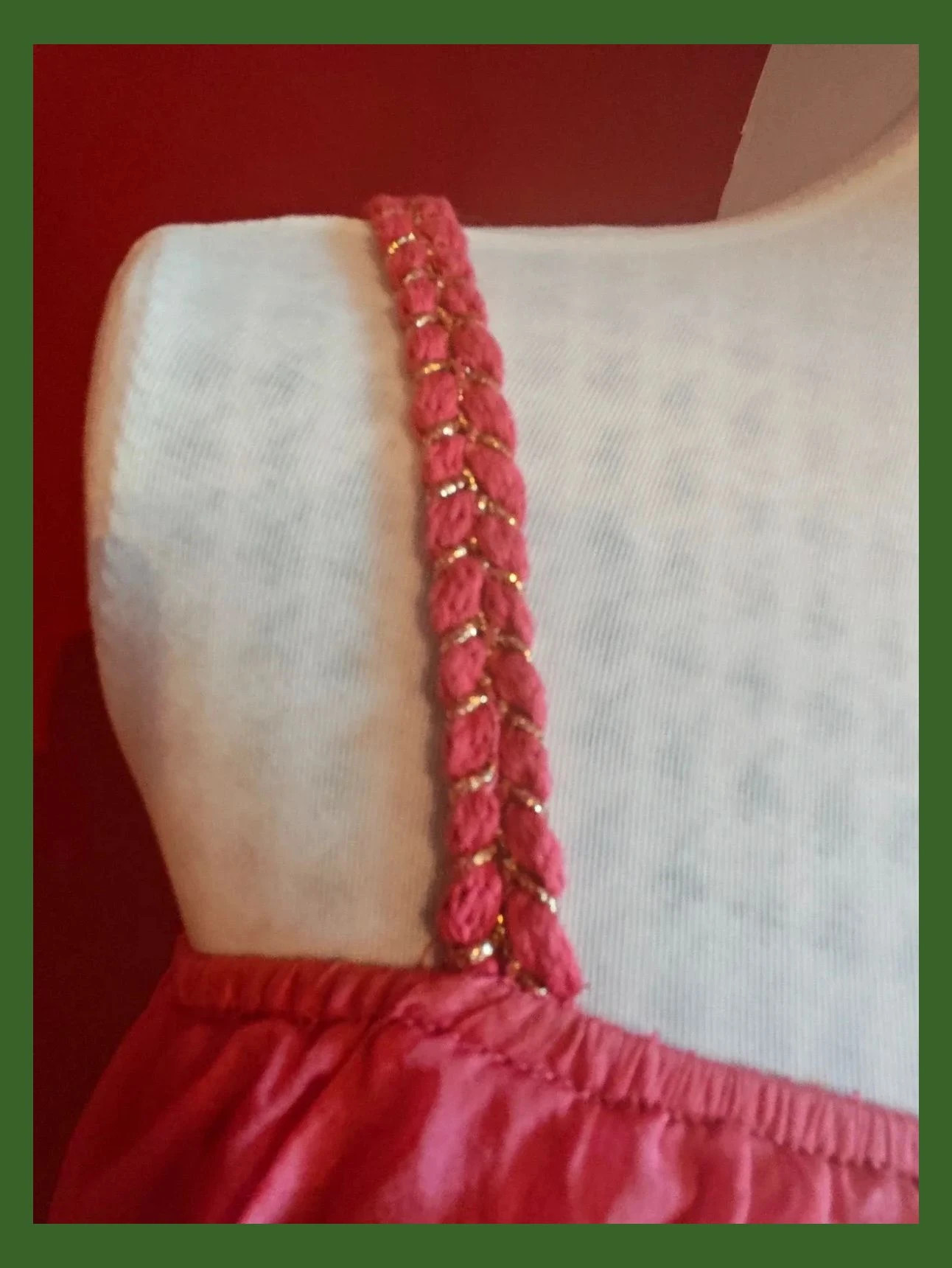 🌺 Bonito vestido de seda y ramio tono coral con cintura elástica y tirantes trenzados – Vintage Dressing – taille XL / 42 / 14 5