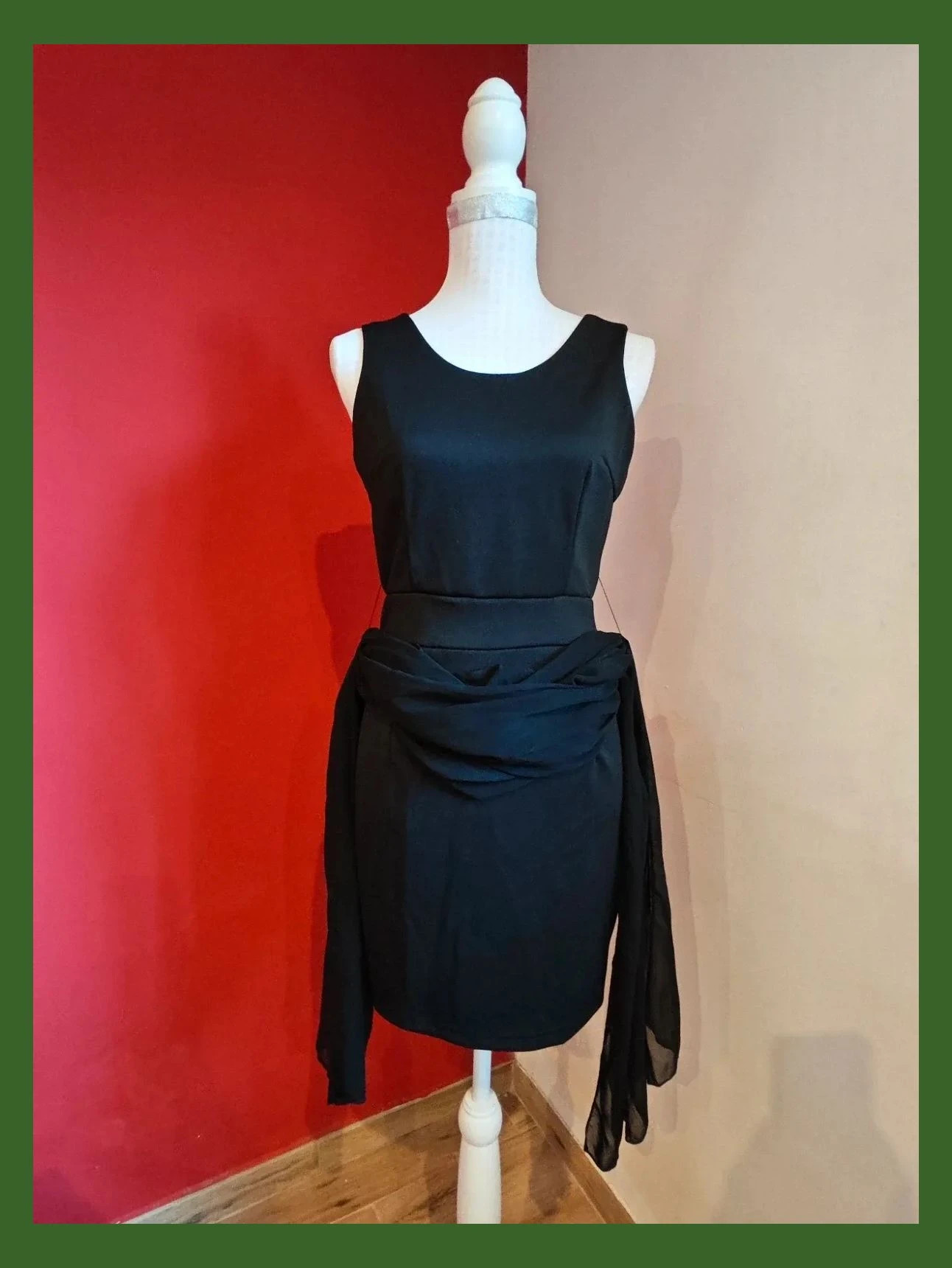 🌺 Original vestido para eventos negro mini con lazos de gasa para hacer lazo alrededor de la cintura