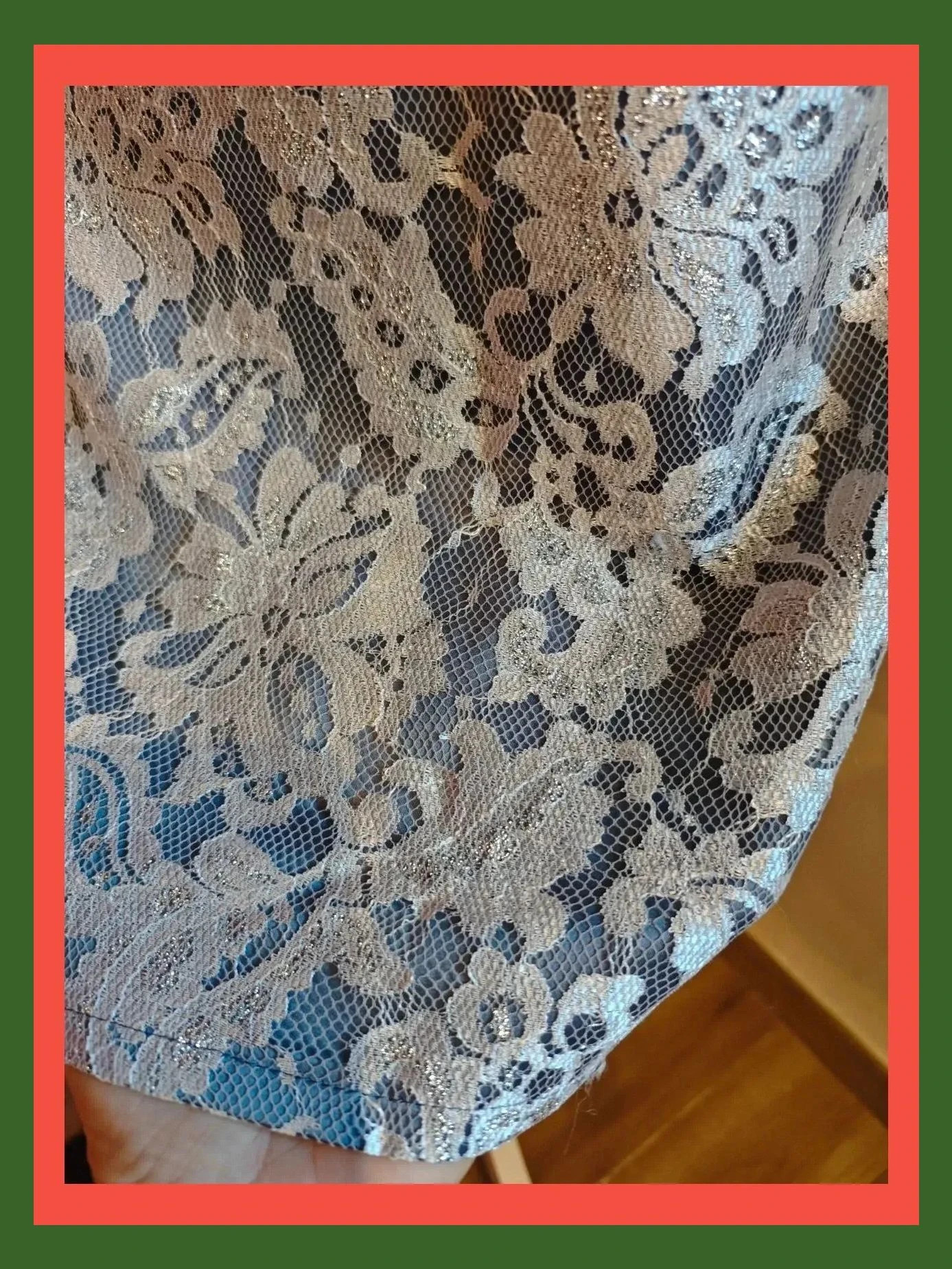 🌺 Divino vestido de blonda plateada con brillos – El Corte Inglés – taille L / 40 / 12 4