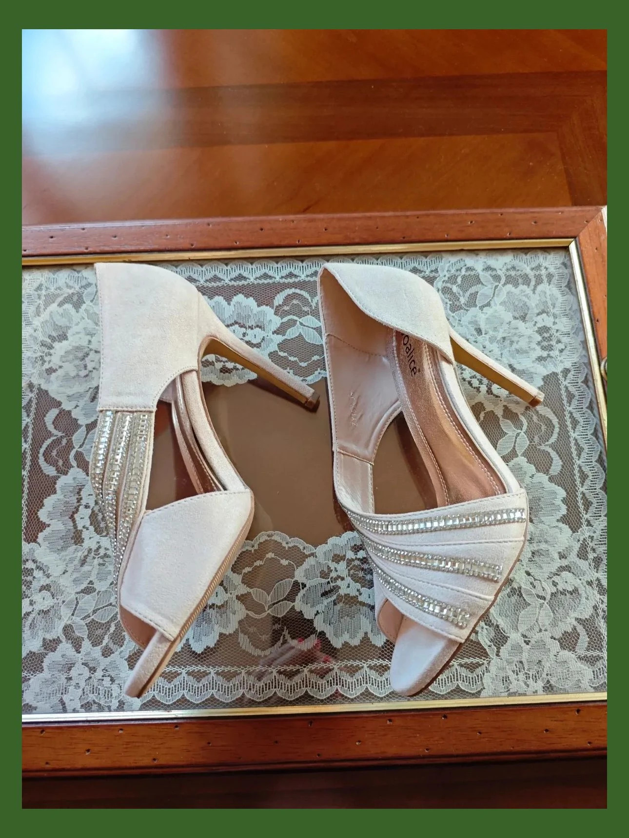 🌺 Preciosos zapatos para eventos de antelina rosa clarito con tiras de stras plateado – Joalice – taille 38 3