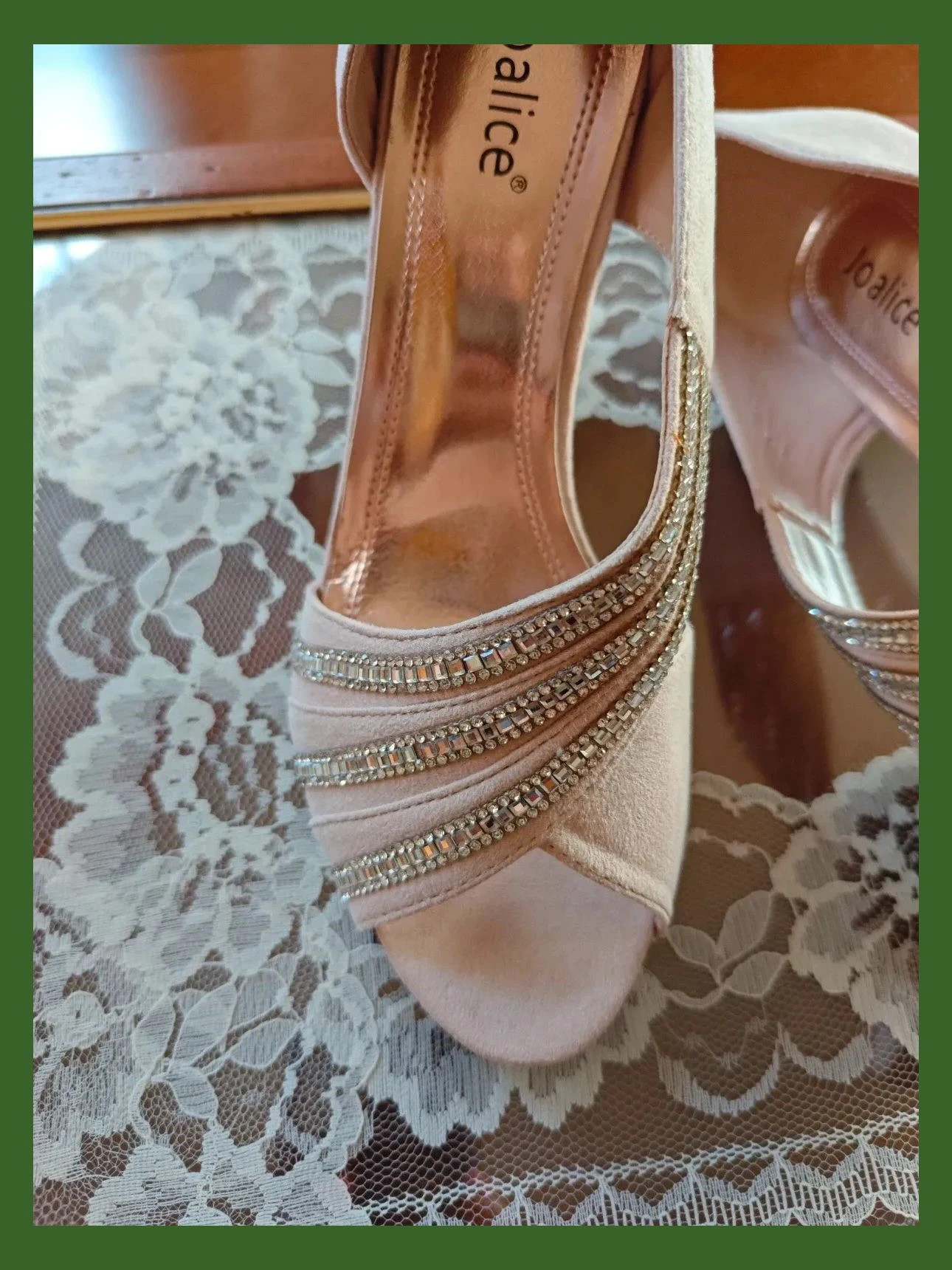 🌺 Preciosos zapatos para eventos de antelina rosa clarito con tiras de stras plateado – Joalice – taille 38 4