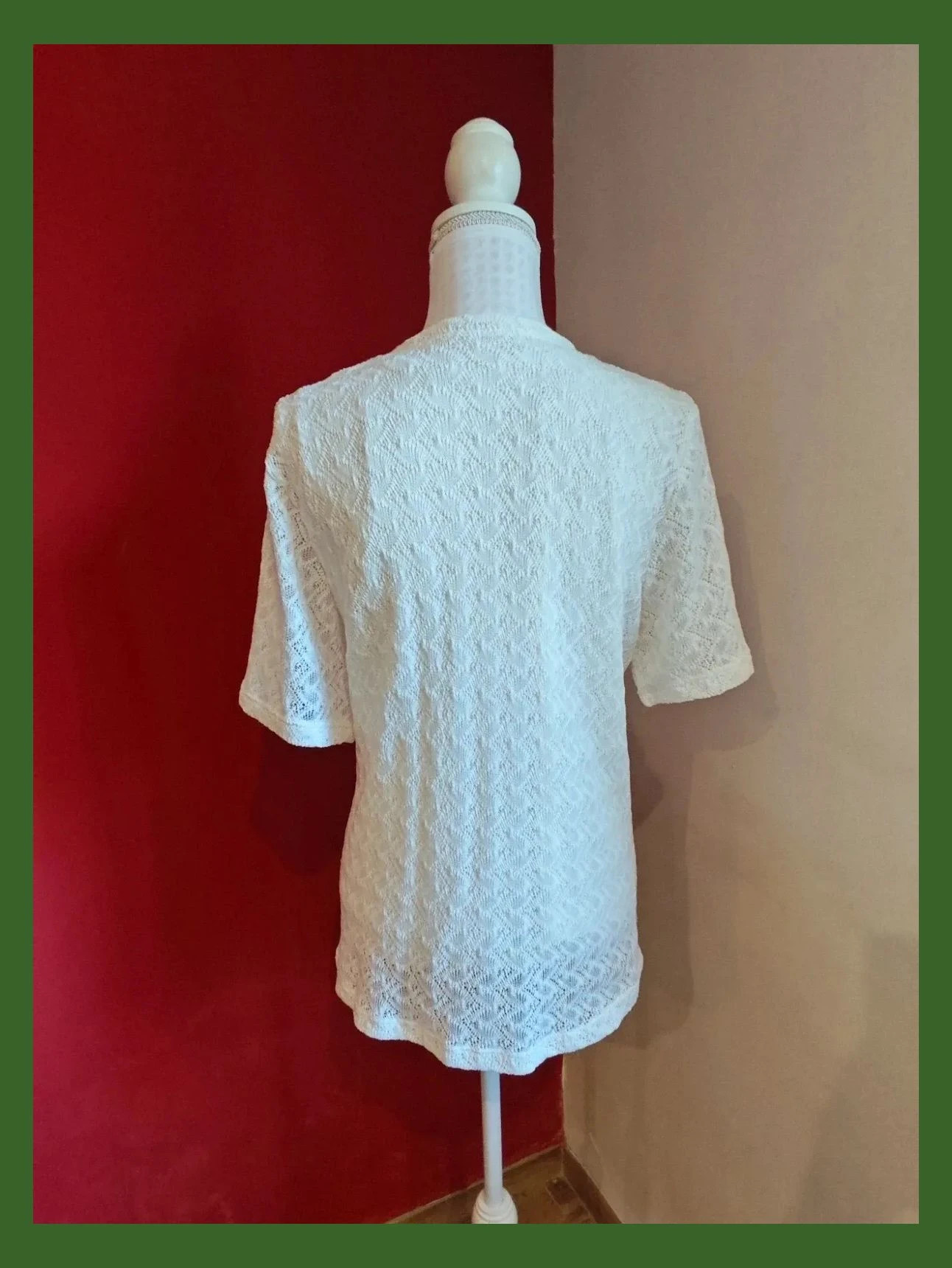 🌺 Conjunto de top de tirantes anchos y rebeca de manga corta blancos – Local – taille XL / 42 / 14 5