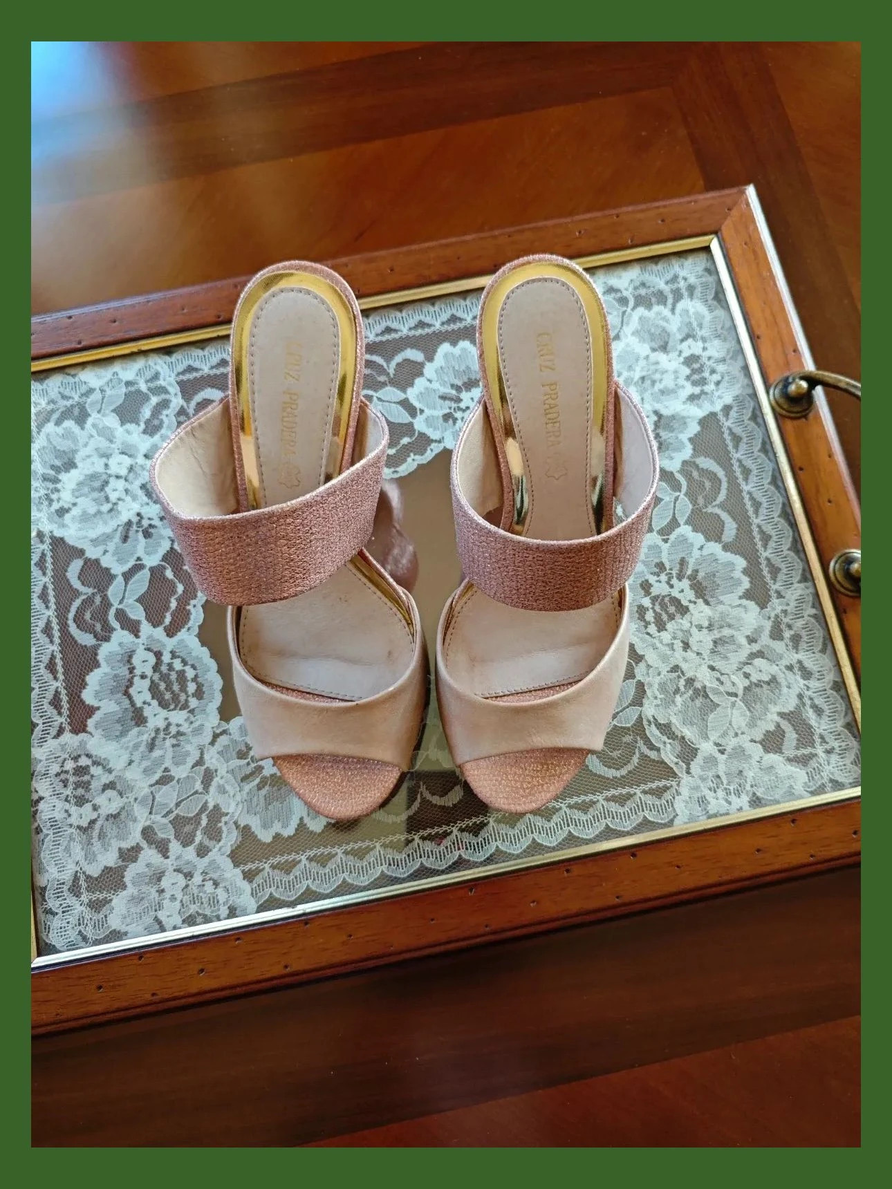 🌺 Sandalias destalonadas de piel rosa con brillos, de Cruz Pradera – Cruz Pradera – taille 38 2