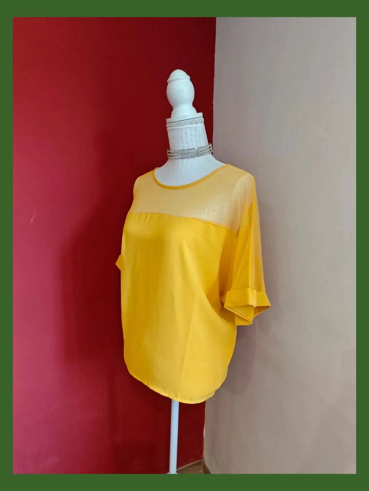 🌺Camiseta amarilla con la parte superior transparente – New Collection – taille 6XL / 52 / 24 2