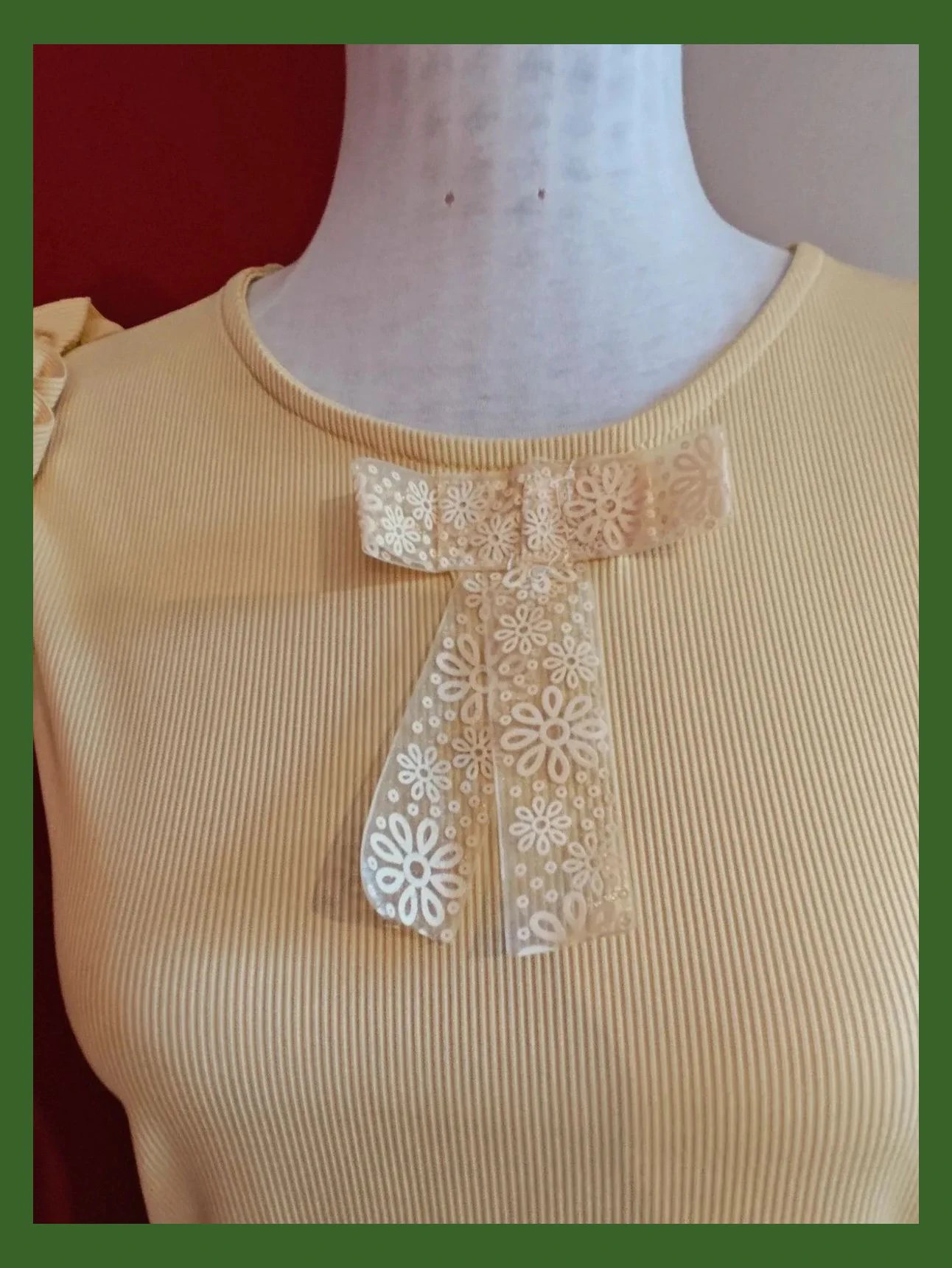 🌺 Estiloso conjunto de top y pantalón de punto fino amarillo suave – Elisa – taille XL / 42 / 14 4