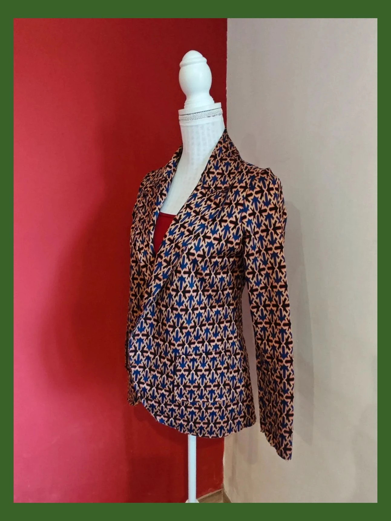 🌺Bonita blazer de entretiempo con estampado geométrico varios tonos – Basil – taille L / 40 / 12 2