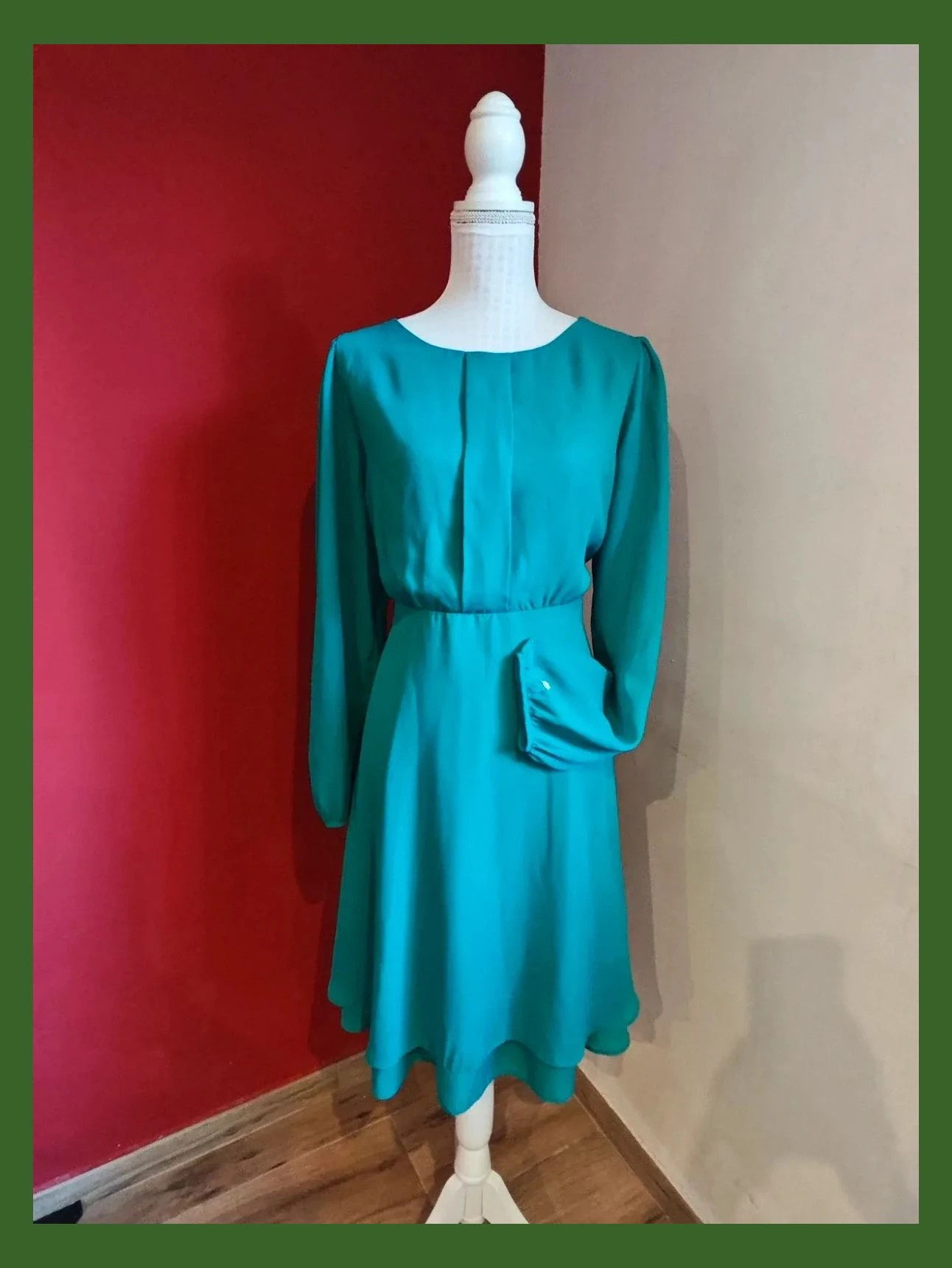 🌺 Elegante vestido de gasa verde aguamarina con doble falda, de Asos