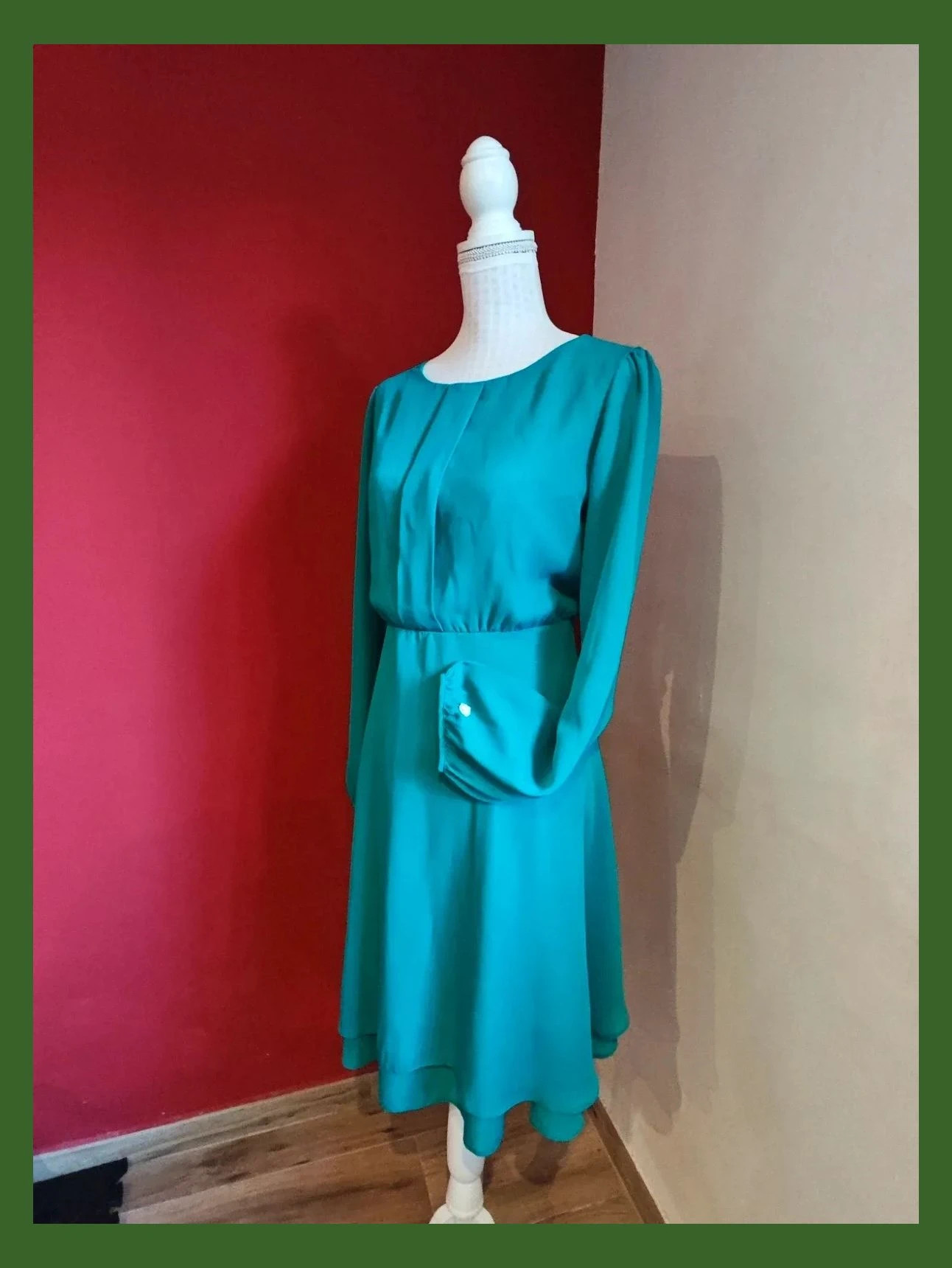 🌺 Elegante vestido de gasa verde aguamarina con doble falda, de Asos – ASOS – taille 5XL / 50 / 22 2