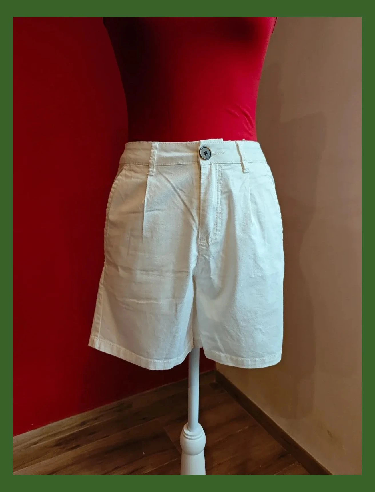 🌺Short de algodón blanco con pinzas – Unit – taille L / 40 / 12