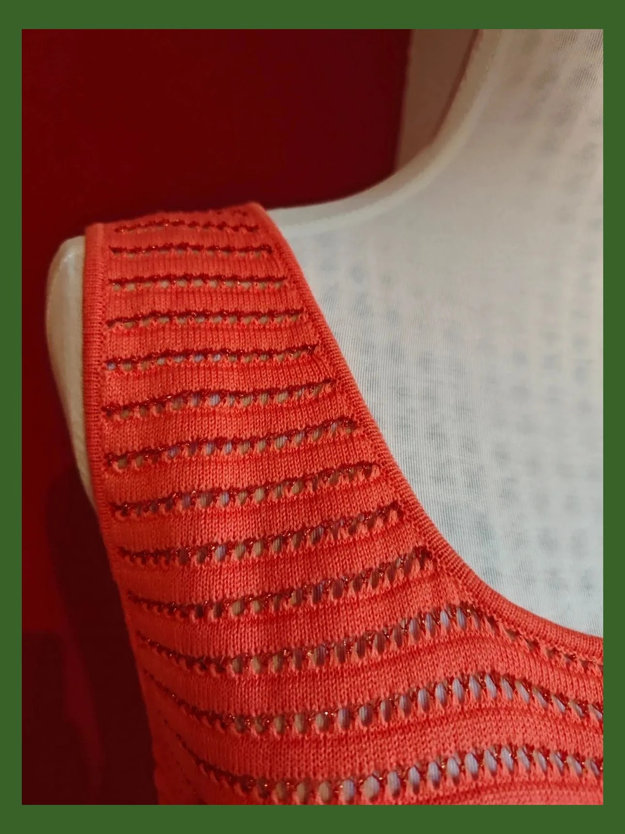 🌺Camiseta tono coral de punto calado con brillos, de Morgan – Morgan – taille M / 38 / 10 3
