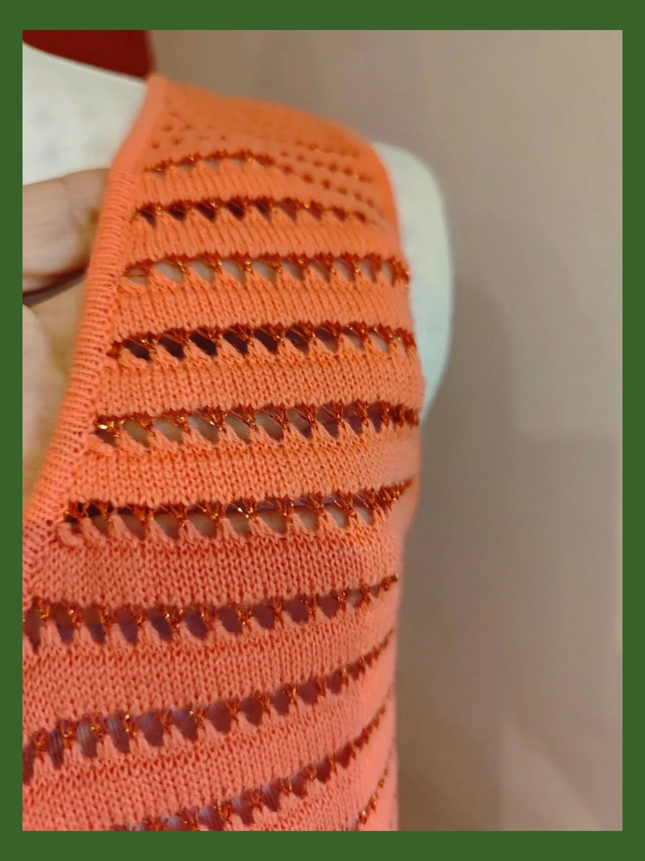 🌺Camiseta tono coral de punto calado con brillos, de Morgan – Morgan – taille M / 38 / 10 4