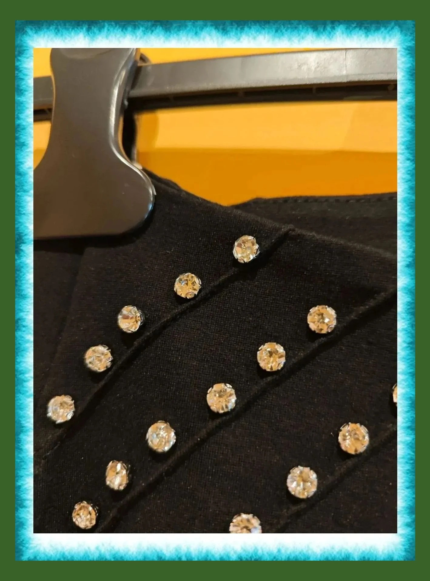 🌺 Cómodos y bonitos leggins de punto negro con brillantes en la parte delantera de la cintura – taille M / 38 / 10 4