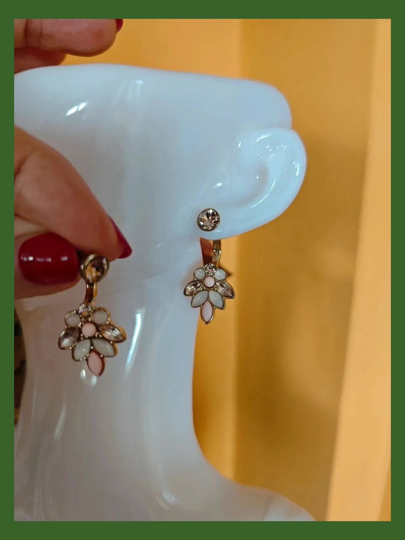 🌺Ideales pendientes dorados con brillante y flor abalorios tonos rosa – Bijou Brigitte 2