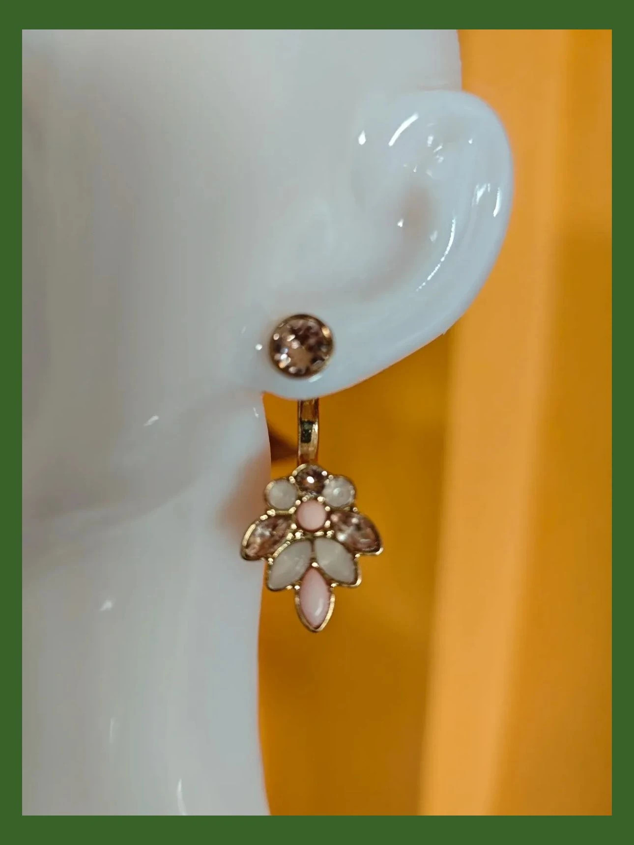 🌺Ideales pendientes dorados con brillante y flor abalorios tonos rosa – Bijou Brigitte 3