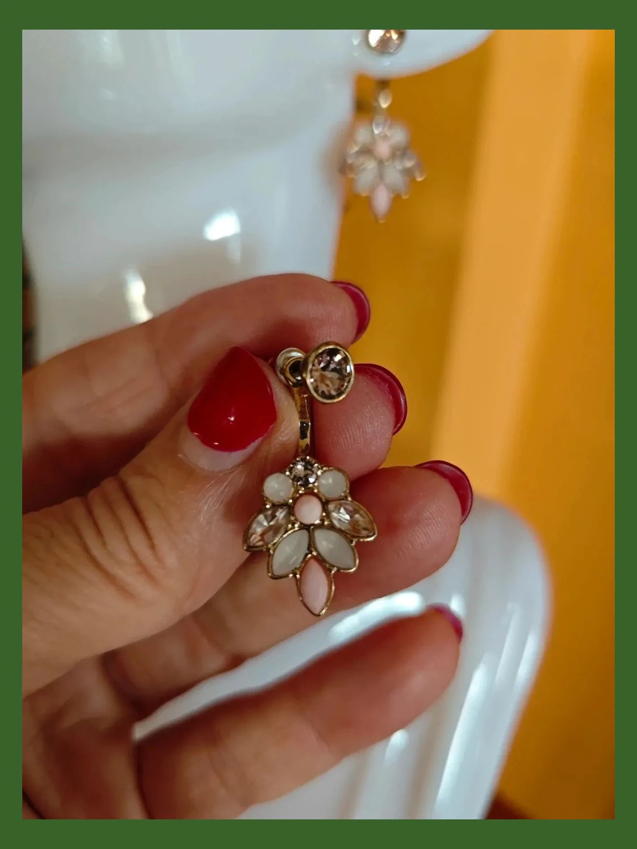 🌺Ideales pendientes dorados con brillante y flor abalorios tonos rosa – Bijou Brigitte 4