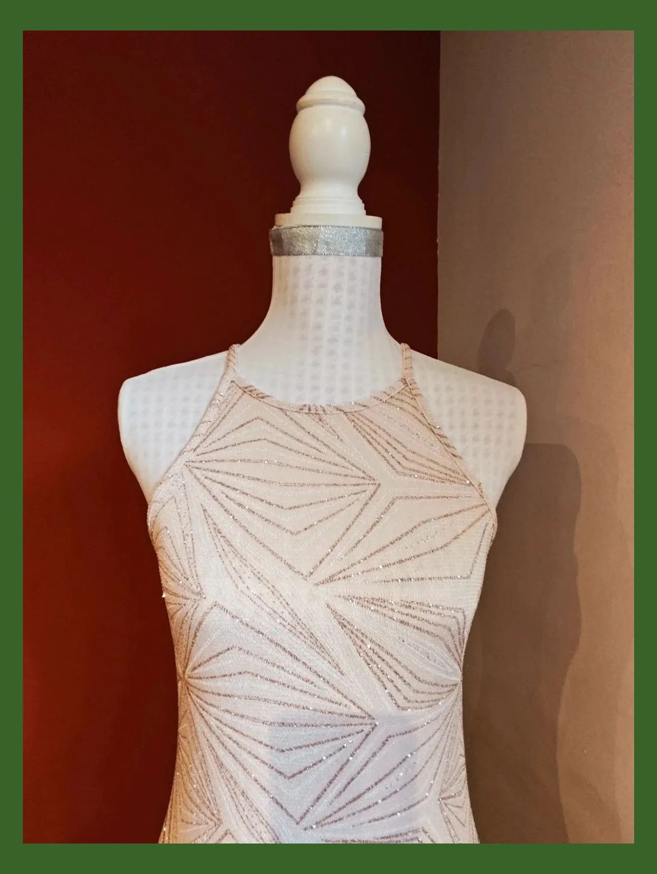 🌺 Divino vestido para eventos de tela elástica rosa con brillos geométricos – taille XS / 34 / 6 4