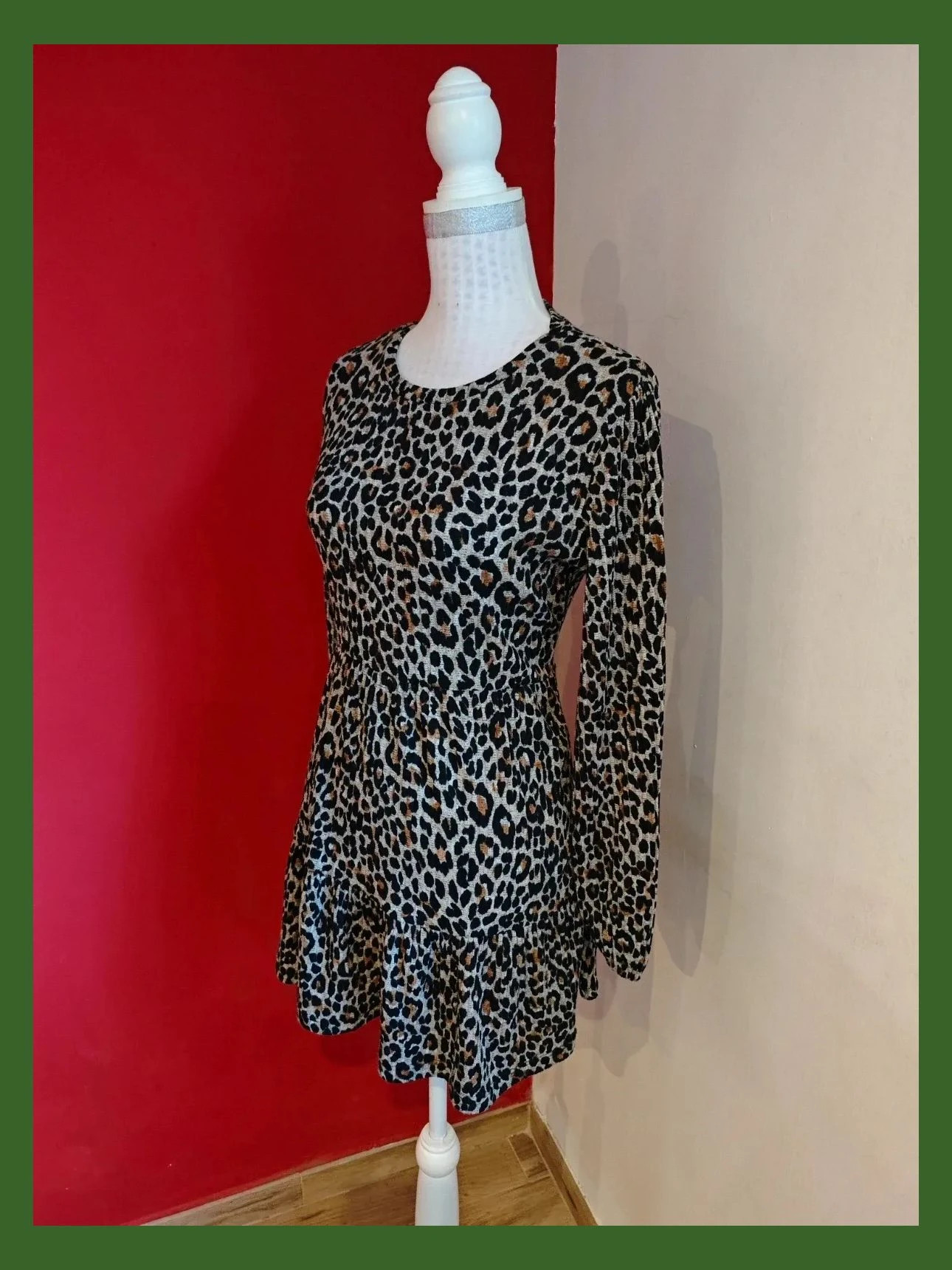 🌺Jersey largo estampado animal print con volante – Vintage Dressing – taille L / 40 / 12 2