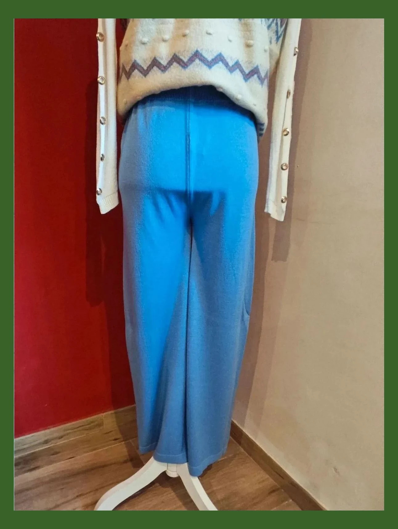 🌺Cómodo pantalón de punto modal muy suave azul claro – taille L / 40 / 12 5