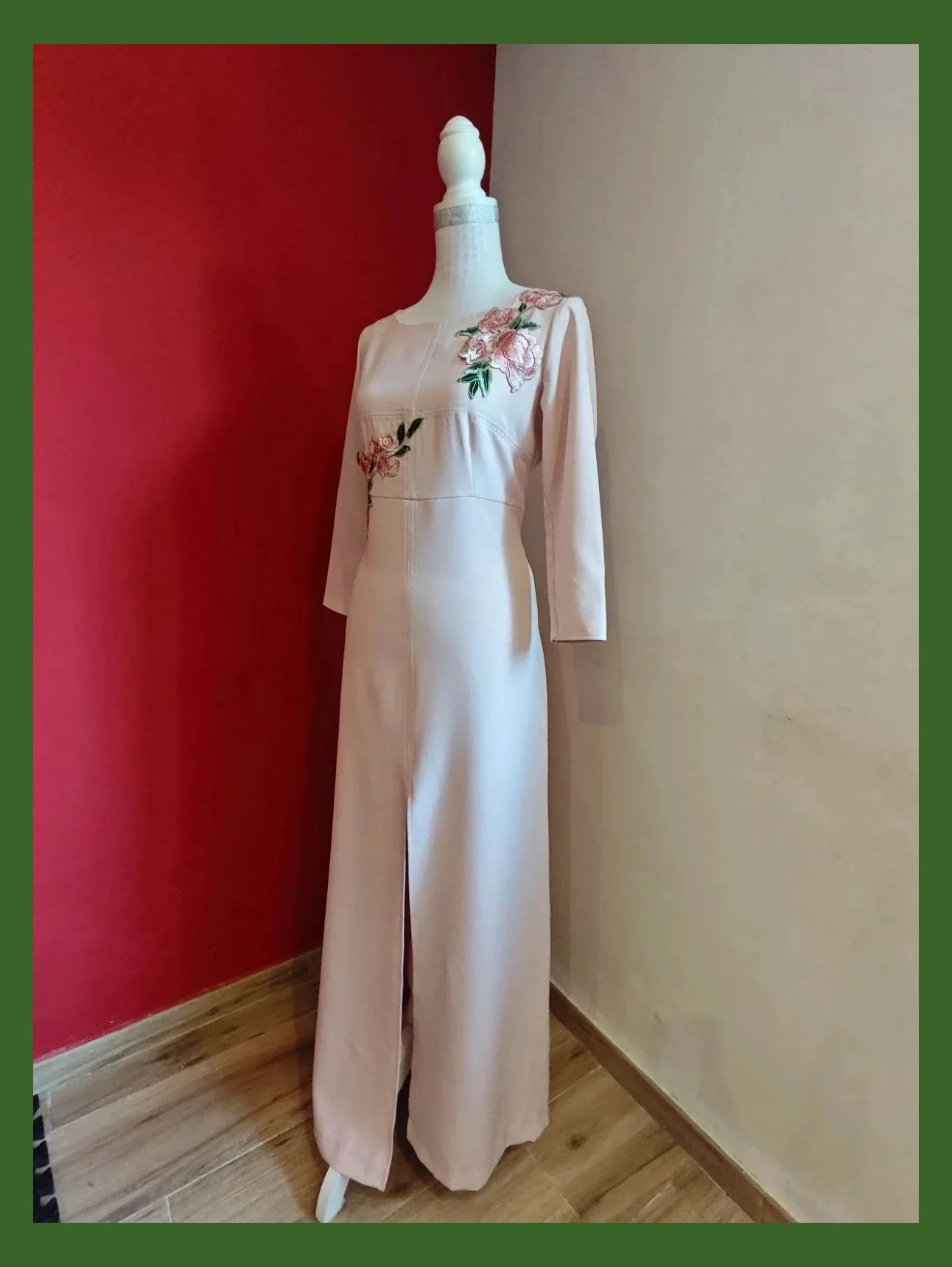 🌺 Elegante vestido largo para eventos, color rosa con aplicaciones bordadas – Munmo – taille XL / 42 / 14 2