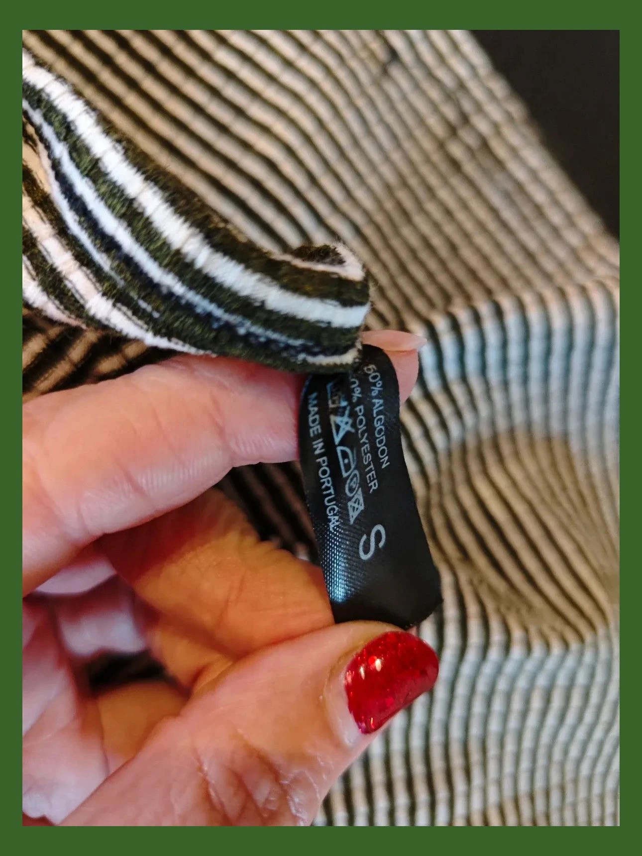 🌺 Camiseta manga larga con rayas blancas y verde oscuro – taille M / 38 / 10 5