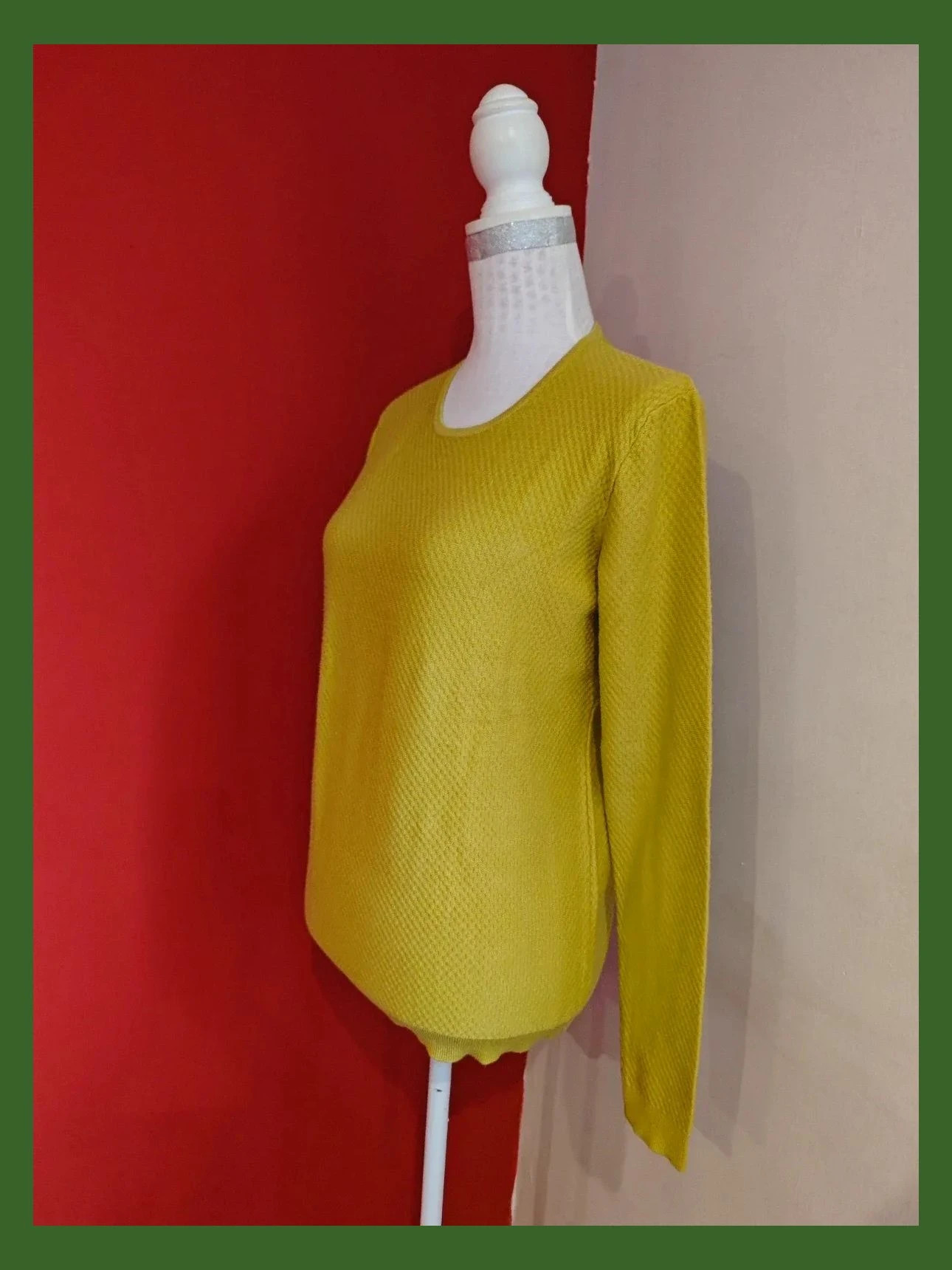 🌺 Jersey de punto amarillo con círculos en relieve – Mango – taille L / 40 / 12 2