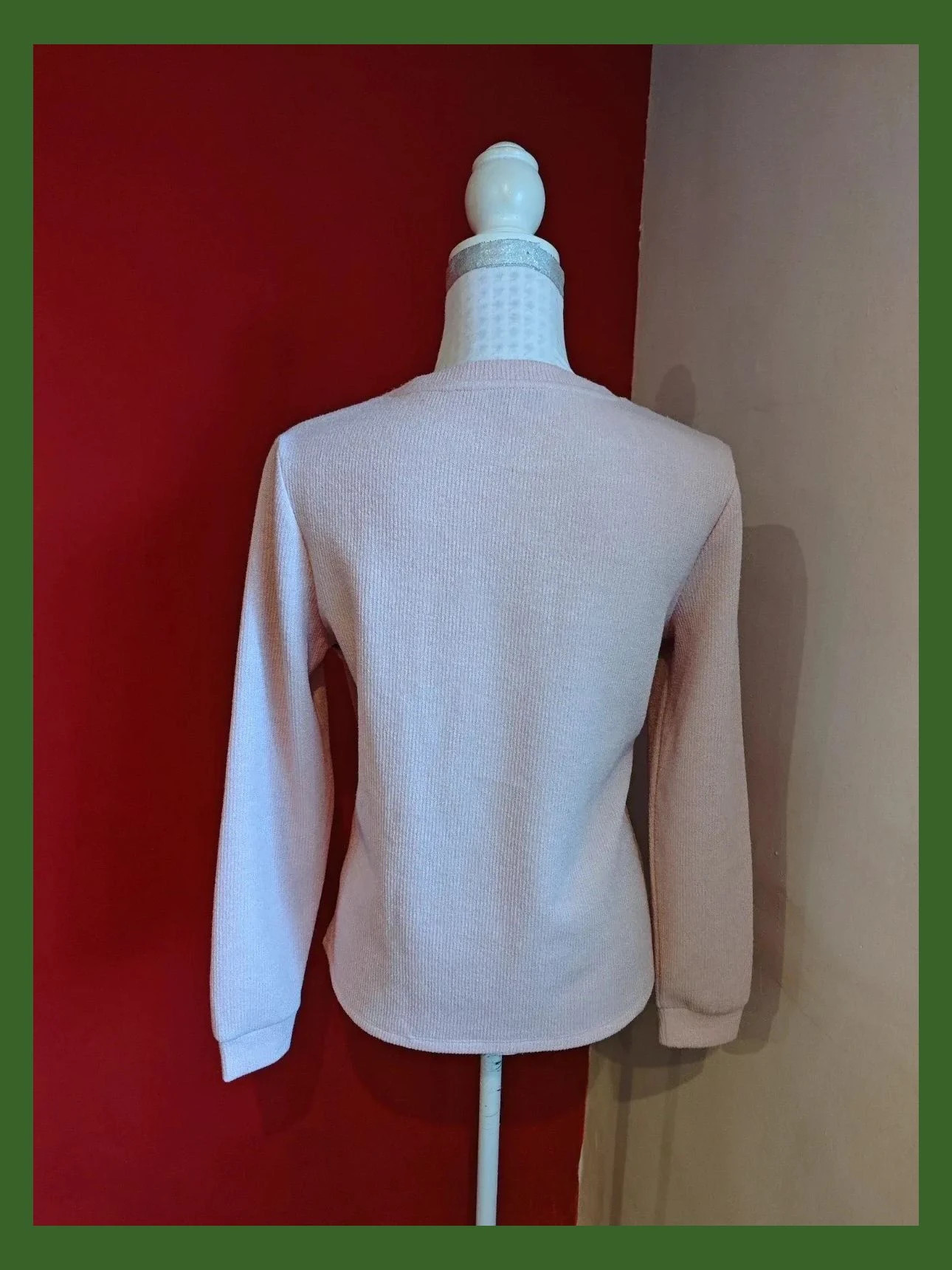 🌺 Sudadera rosa con franja granate y crema delante – C&A – taille L / 40 / 12 4