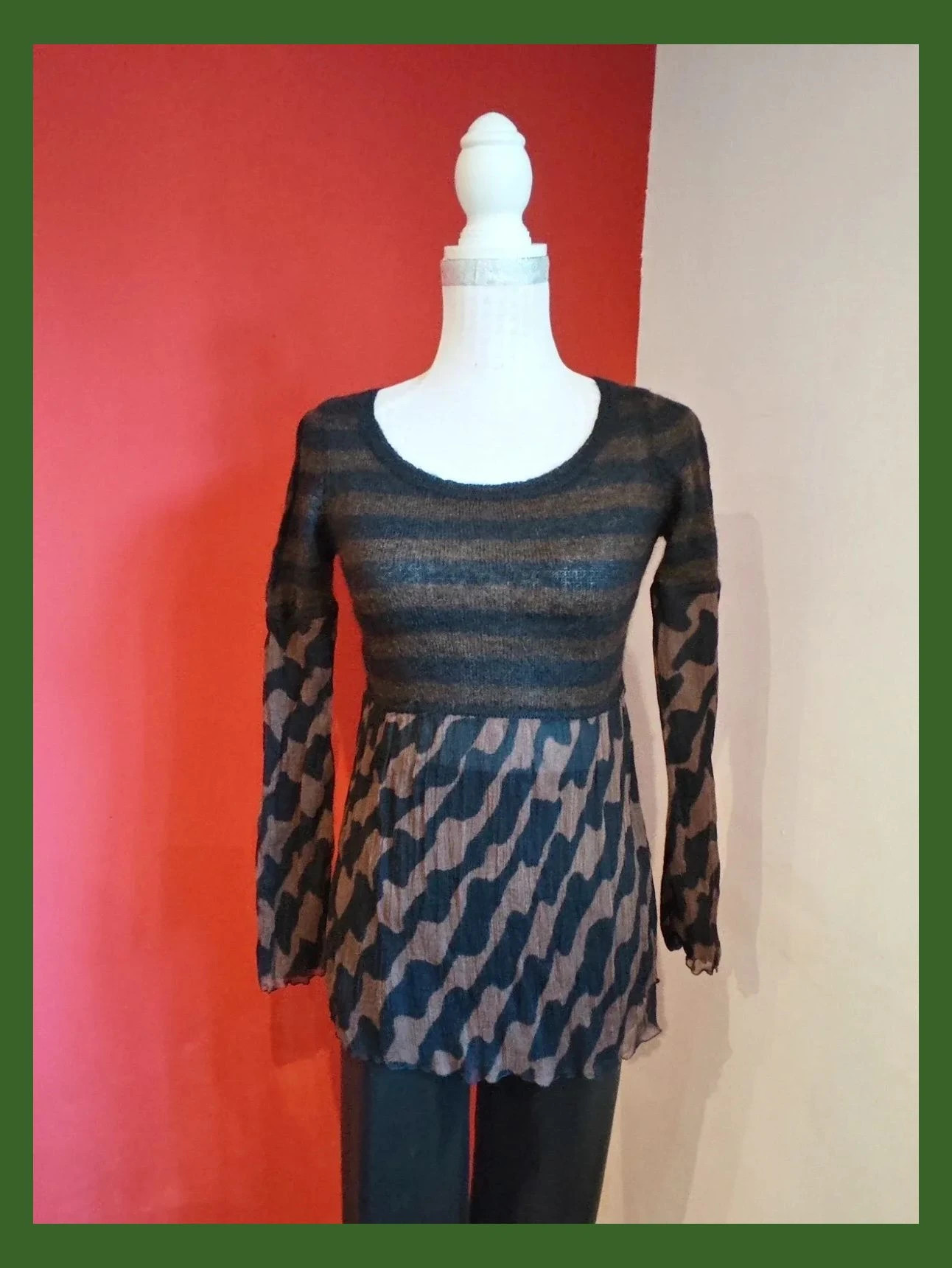 🌺Original jersey de mohair y lana combinado con seda en mangas y cuerpo – TMX – taille M / 38 / 10