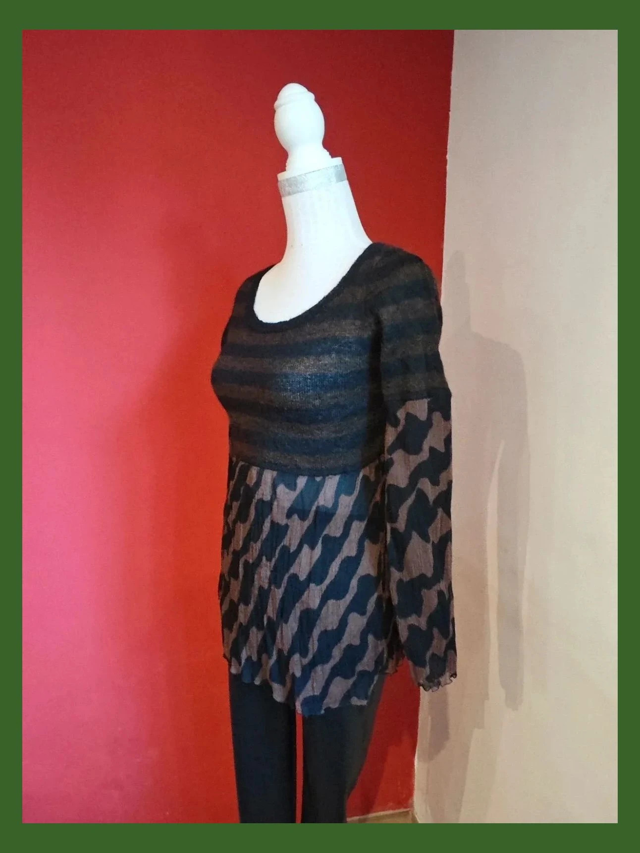 🌺Original jersey de mohair y lana combinado con seda en mangas y cuerpo – TMX – taille M / 38 / 10 2
