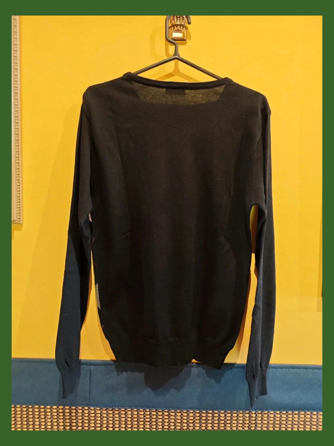 🌺 Jersey de algodón con cuello de pico negro con rombos tonos grises y negros en la parte delantera – Cedar Wood State – taille M 4