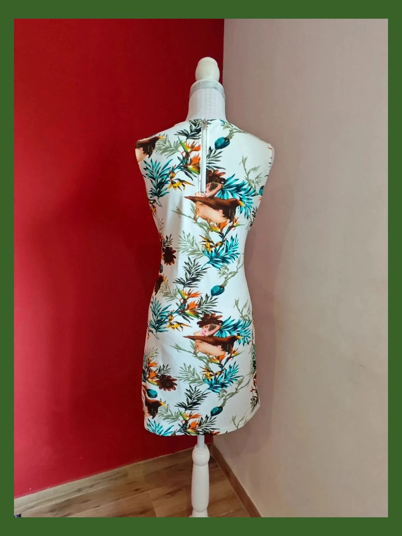 🌺 Vestido blanco con estampado floral y pájaros – Huaxin fashion – taille M / 38 / 10 4