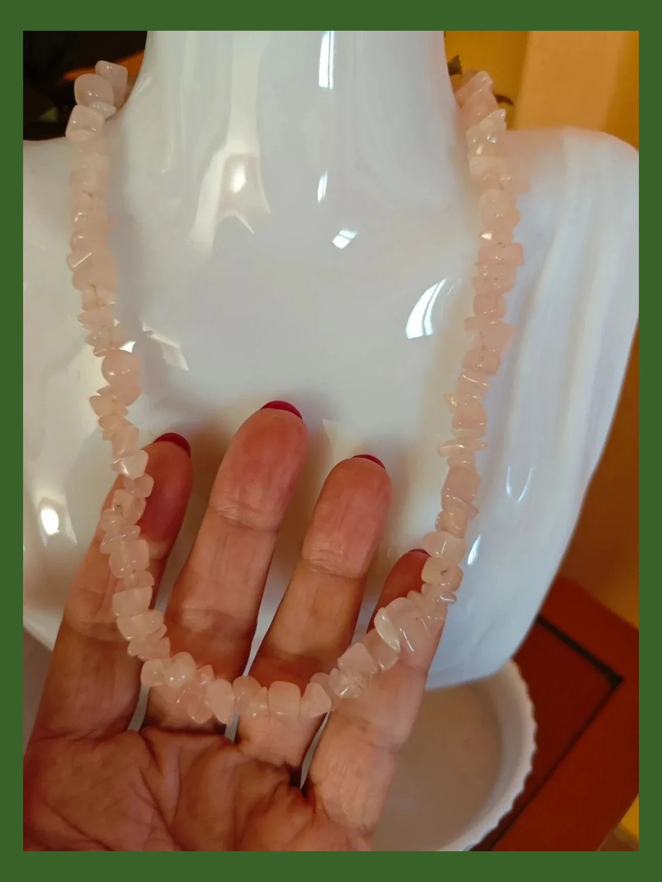 🌺 Precioso conjunto de gargantilla, pulsera y anillo de cuarzo rosa 2