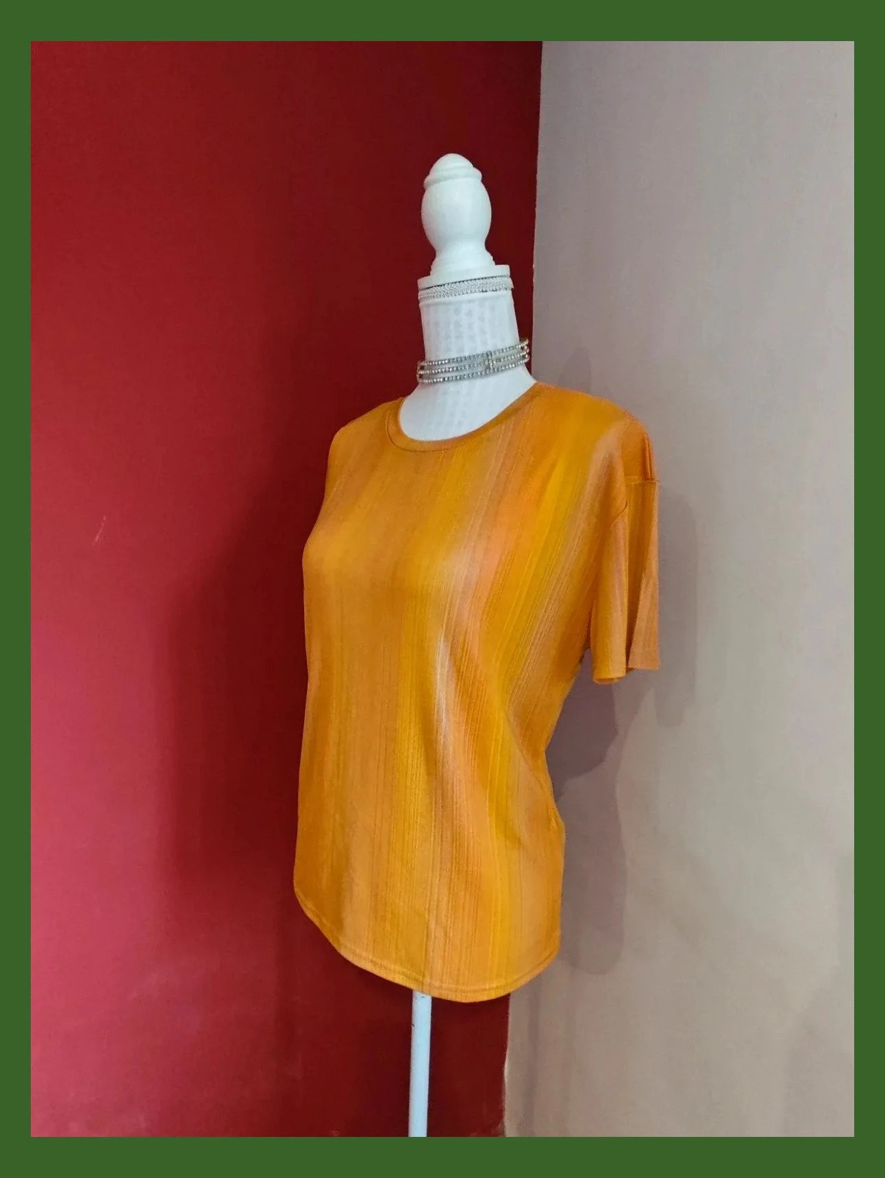 🌺 Camiseta tonos naranjas y amarillo con brillos – MANOSQUE – taille XL / 42 / 14 2