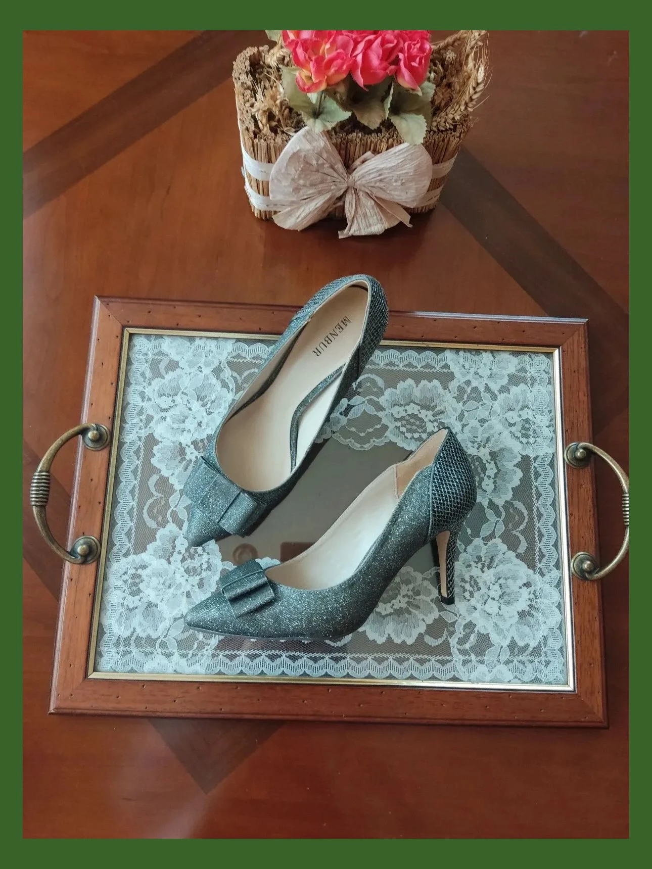 🌺Zapatos de tacón plateados, de Menbur, número 38 – Menbur – taille 38 3