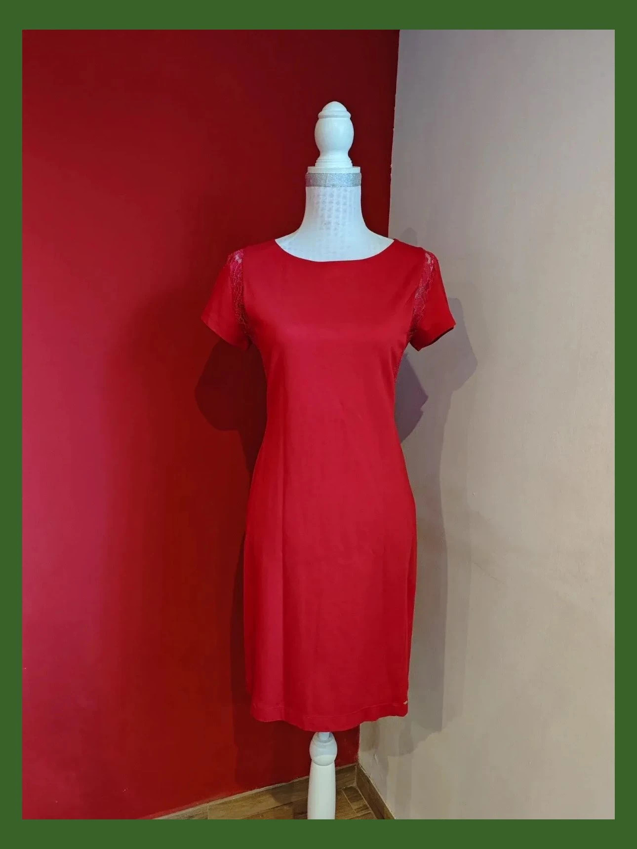 🌺Elegante Vestido entallado rojo con blonda en laterales parte de arriba – Ferrache – taille M / 38 / 10 2