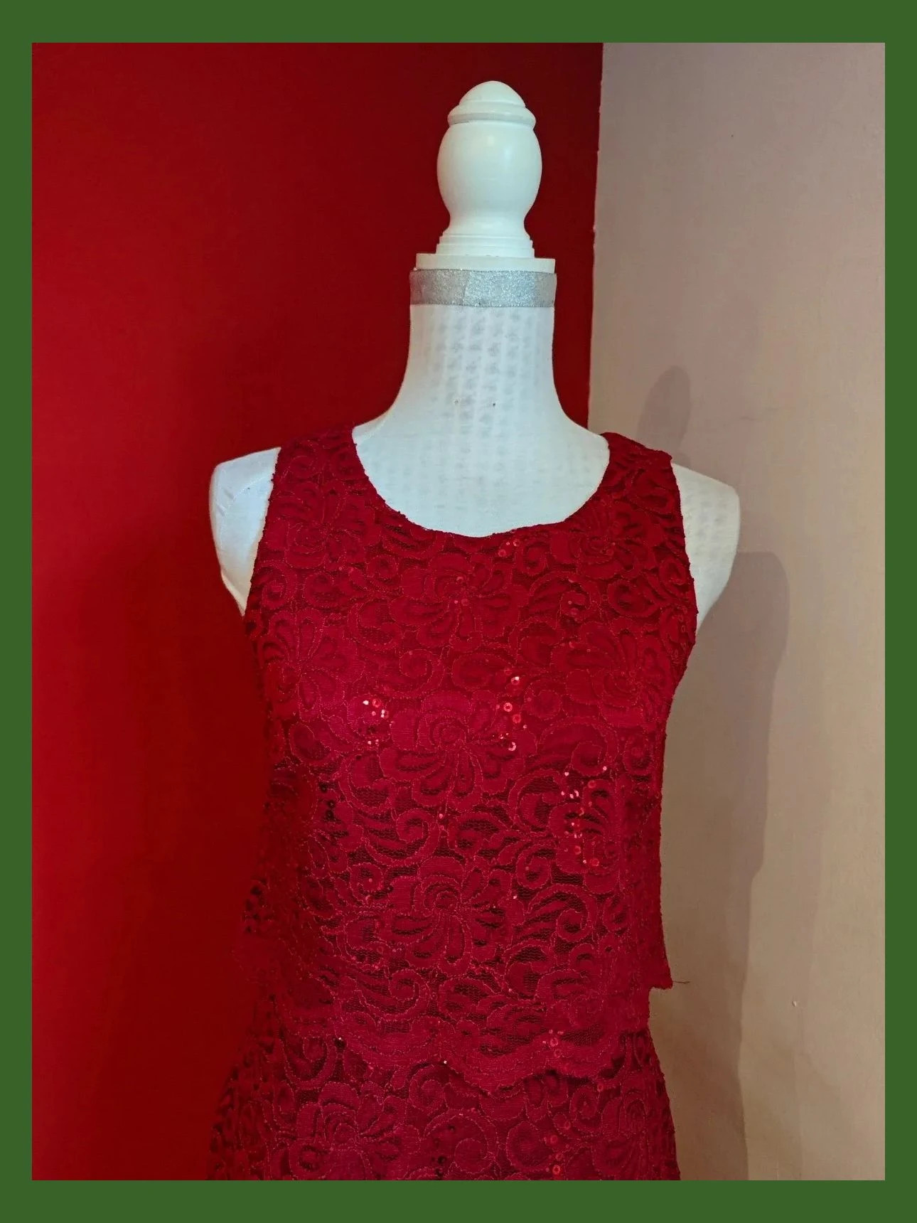 🌺 Elegante vestido de blonda roja con lentejuelas, talla S – Dresses Yessica – taille S / 36 / 8 3