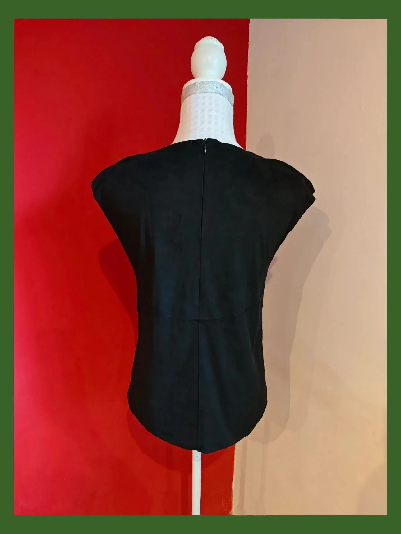 🌺Blusa negra de antelina con pespuntes, bajos redondeados, talla S – Sfera – taille S / 36 / 8 4