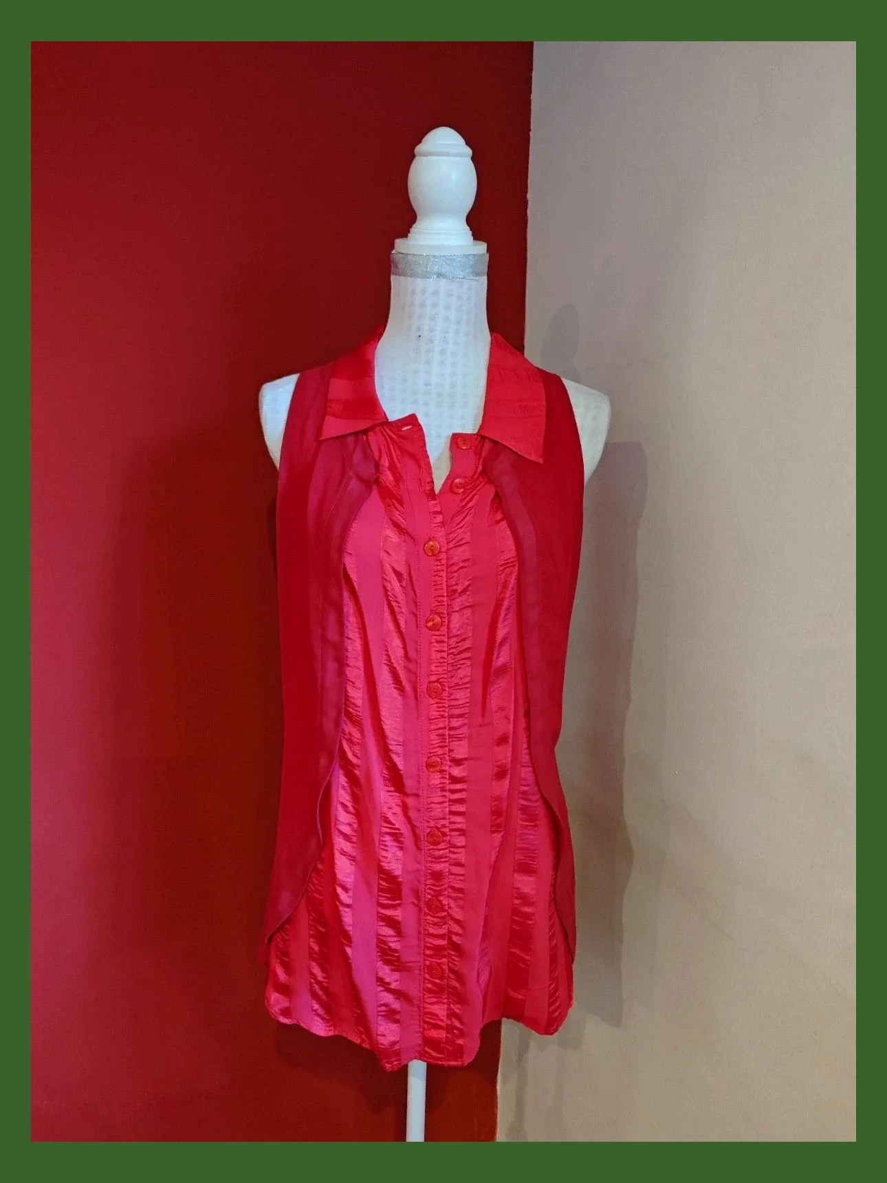 🌺Camisa fucsia con dos tipos de tela, talla L de Who – Who – taille L / 40 / 12