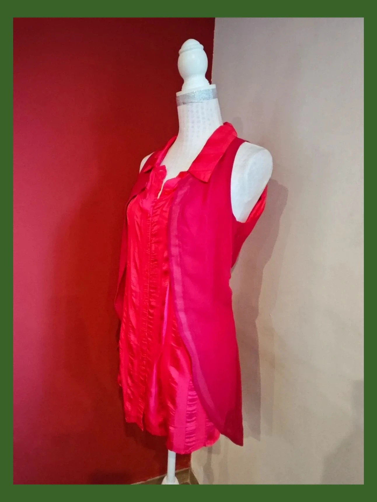 🌺Camisa fucsia con dos tipos de tela, talla L de Who – Who – taille L / 40 / 12 2