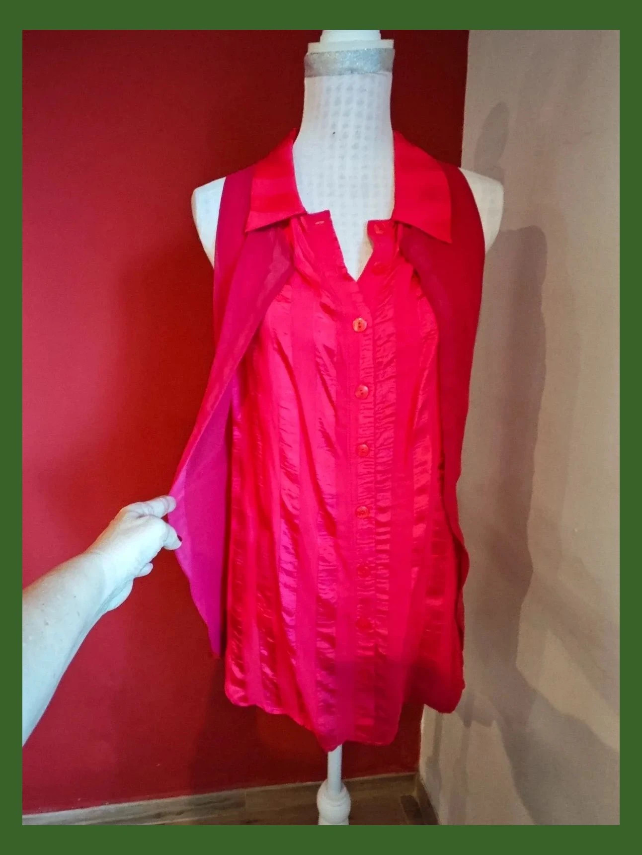 🌺Camisa fucsia con dos tipos de tela, talla L de Who – Who – taille L / 40 / 12 3