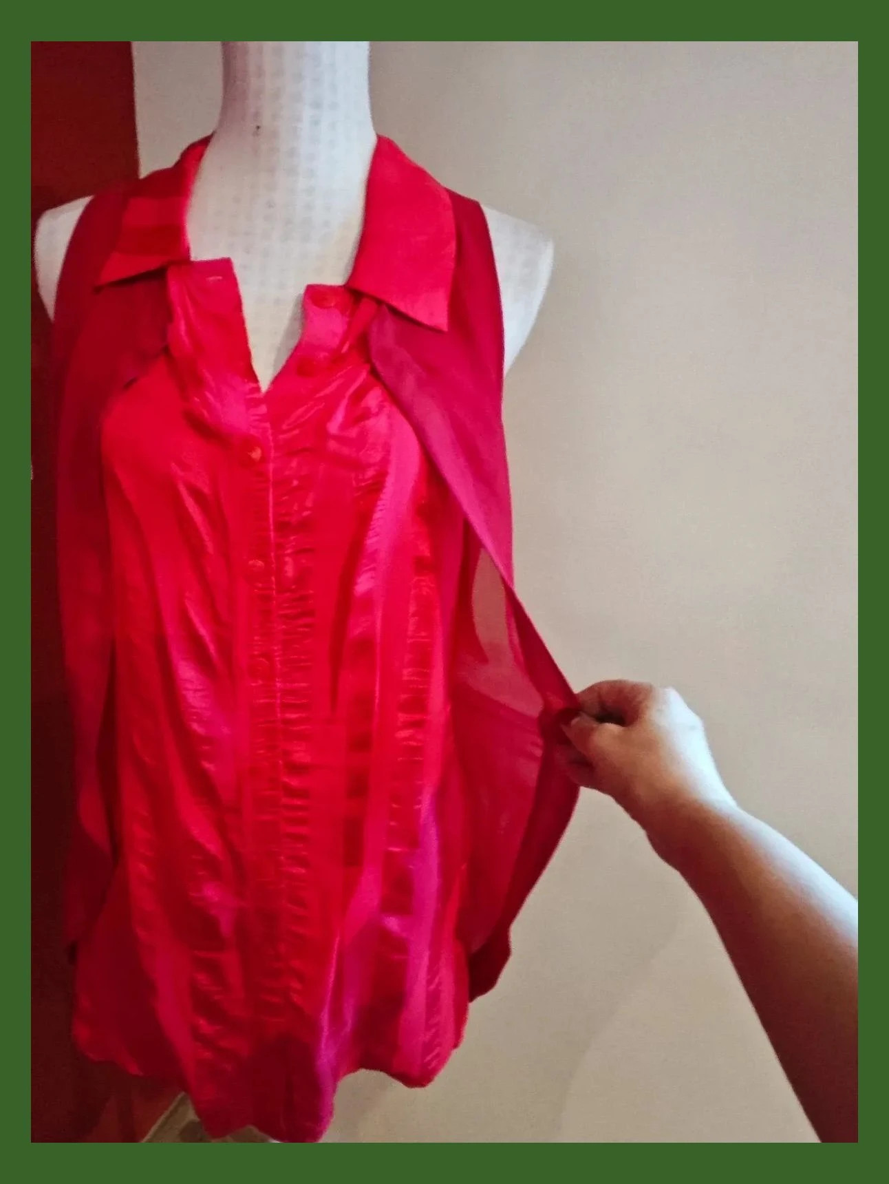 🌺Camisa fucsia con dos tipos de tela, talla L de Who – Who – taille L / 40 / 12 4