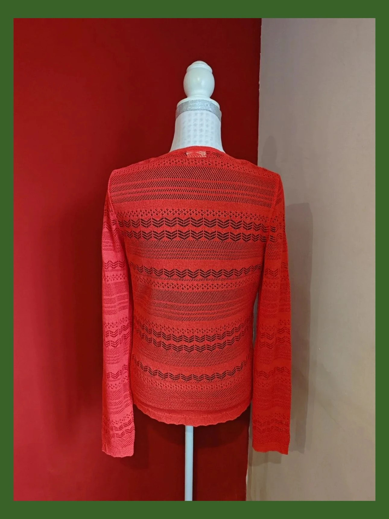 🌺Rebeca de punto fino calado rojo coral, talla M – Lucia – taille M / 38 / 10 5