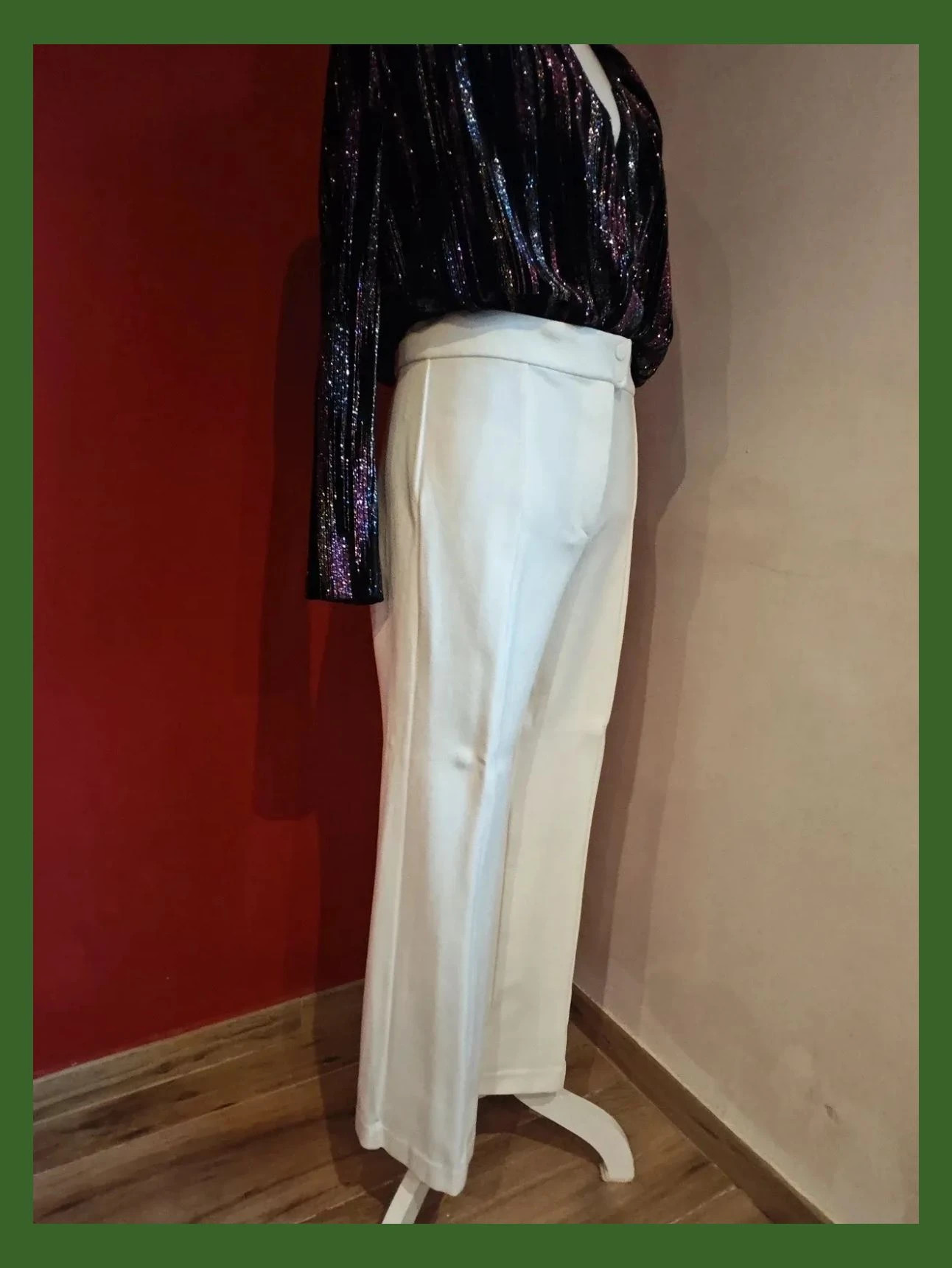 🌺 Elegante pantalón de punto blanco de pata ancha – Sfera Collection – taille L / 40 / 12 2