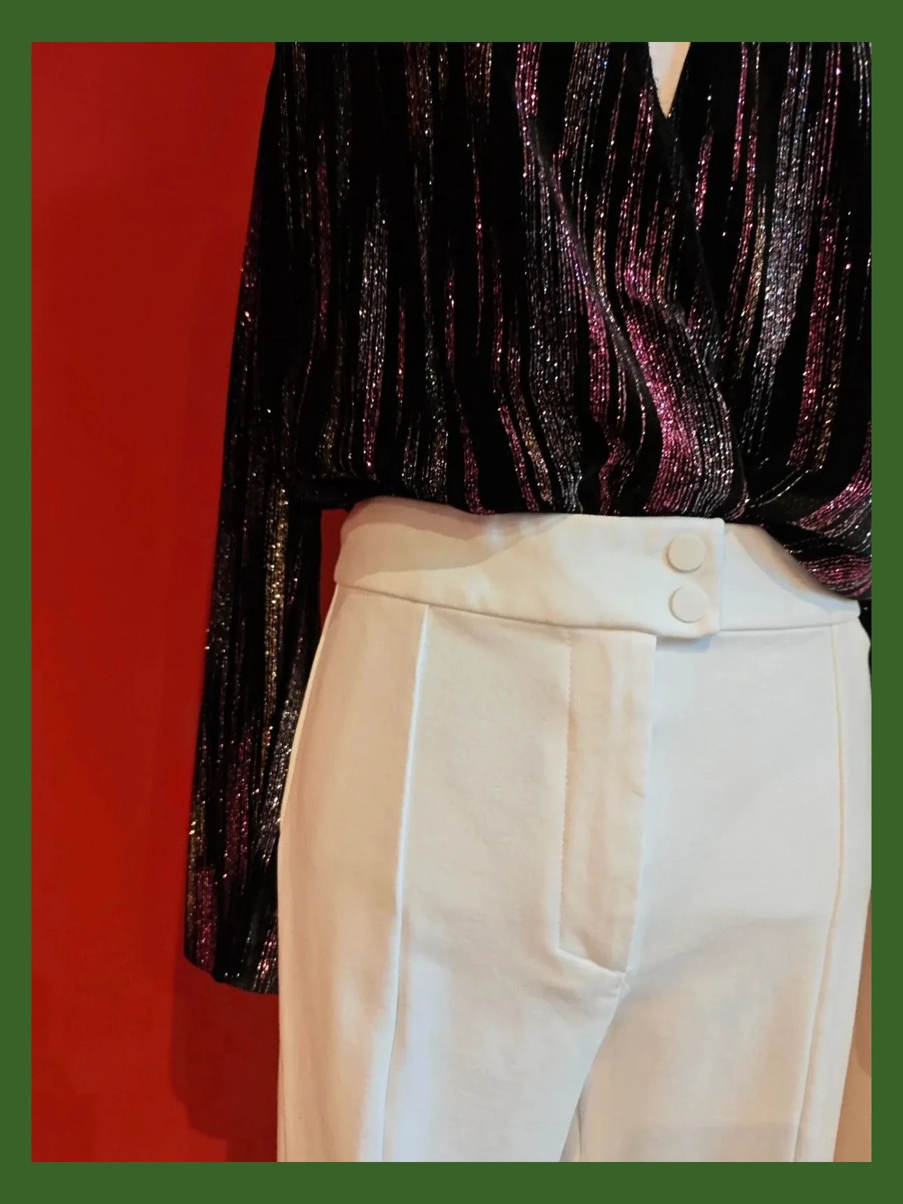 🌺 Elegante pantalón de punto blanco de pata ancha – Sfera Collection – taille L / 40 / 12 4